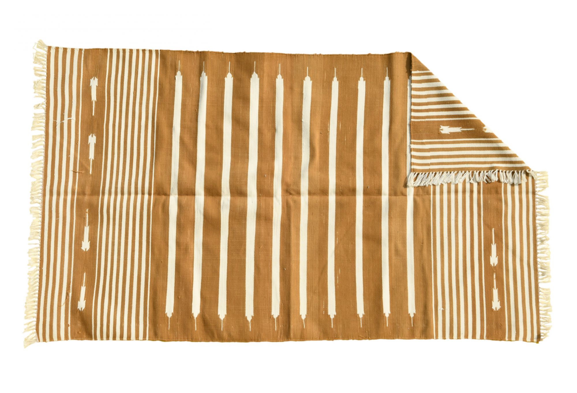 Brown haveli stripe rug