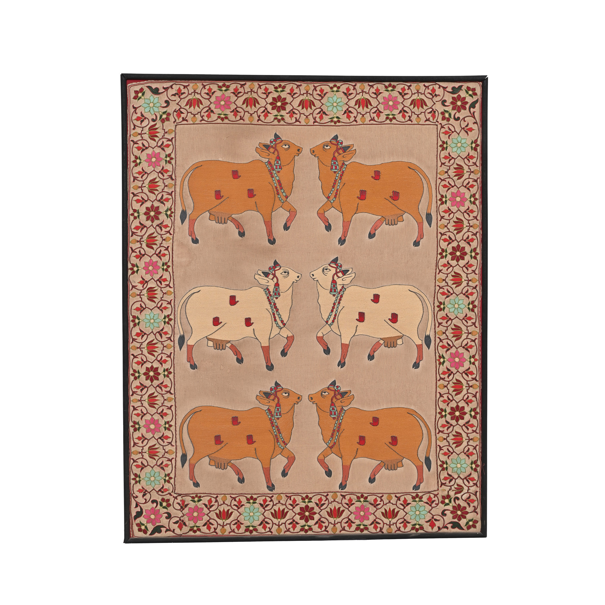 Embroidered cows pichwai