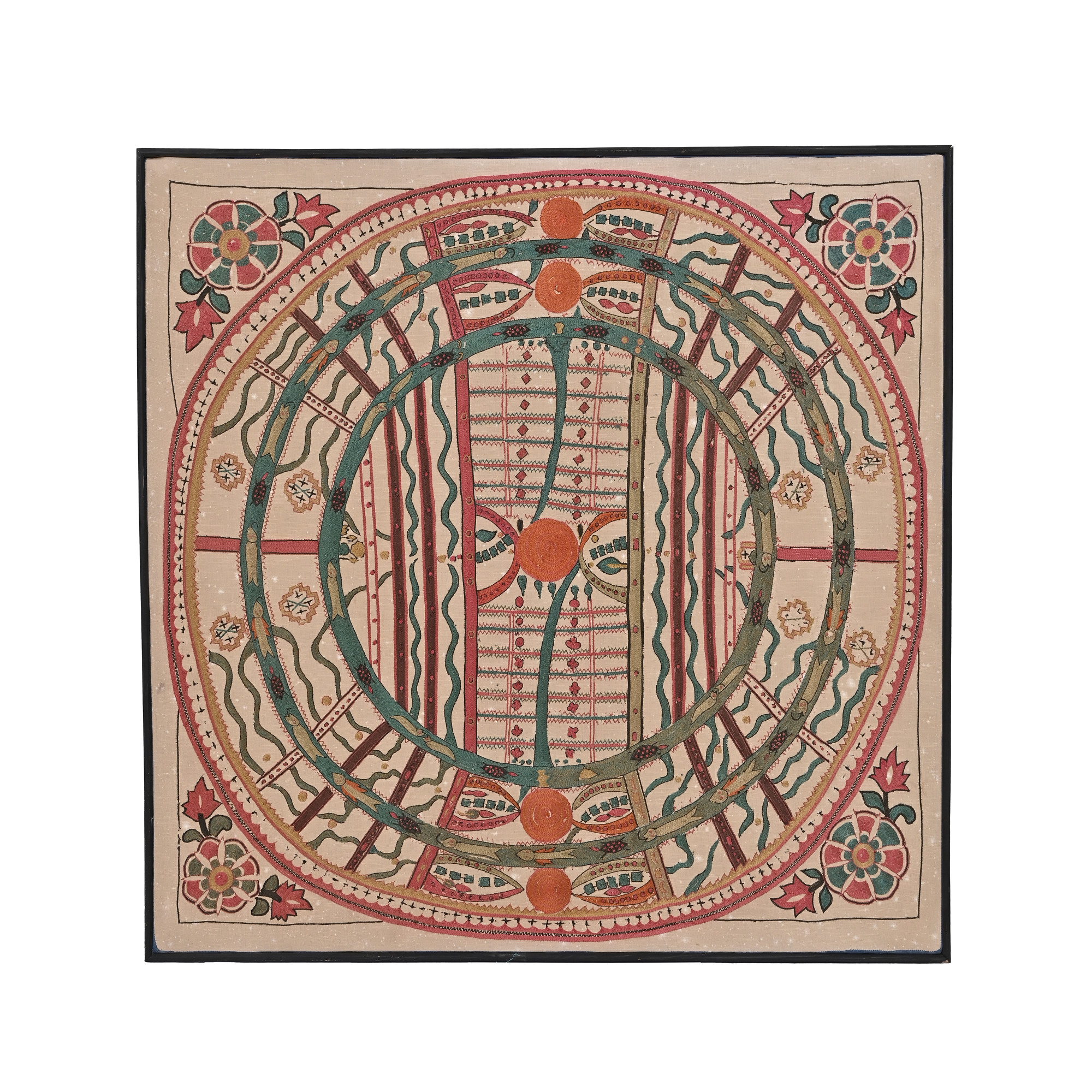 Embroidered mandala textile