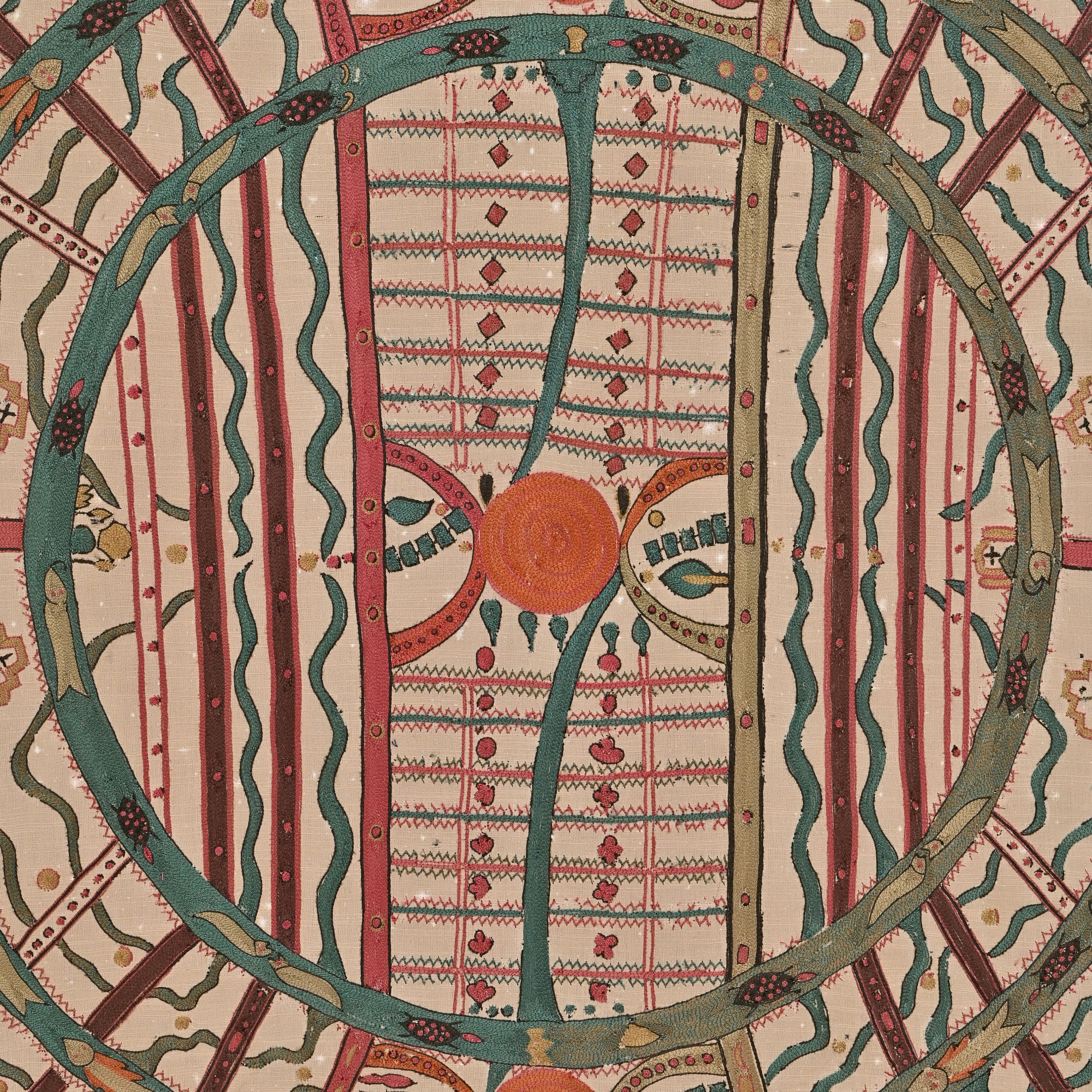 Embroidered mandala textile