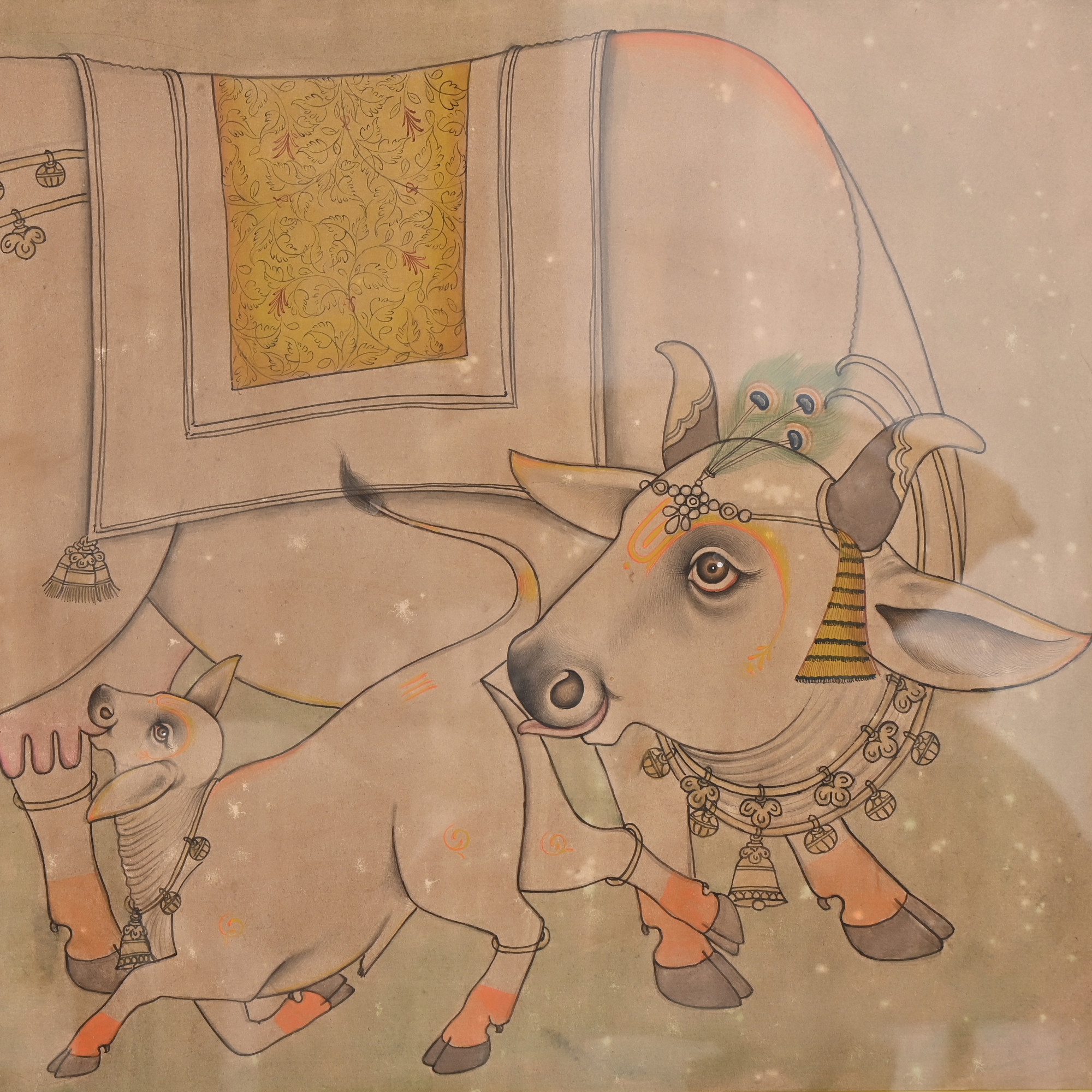 Cow and calf water colour painting