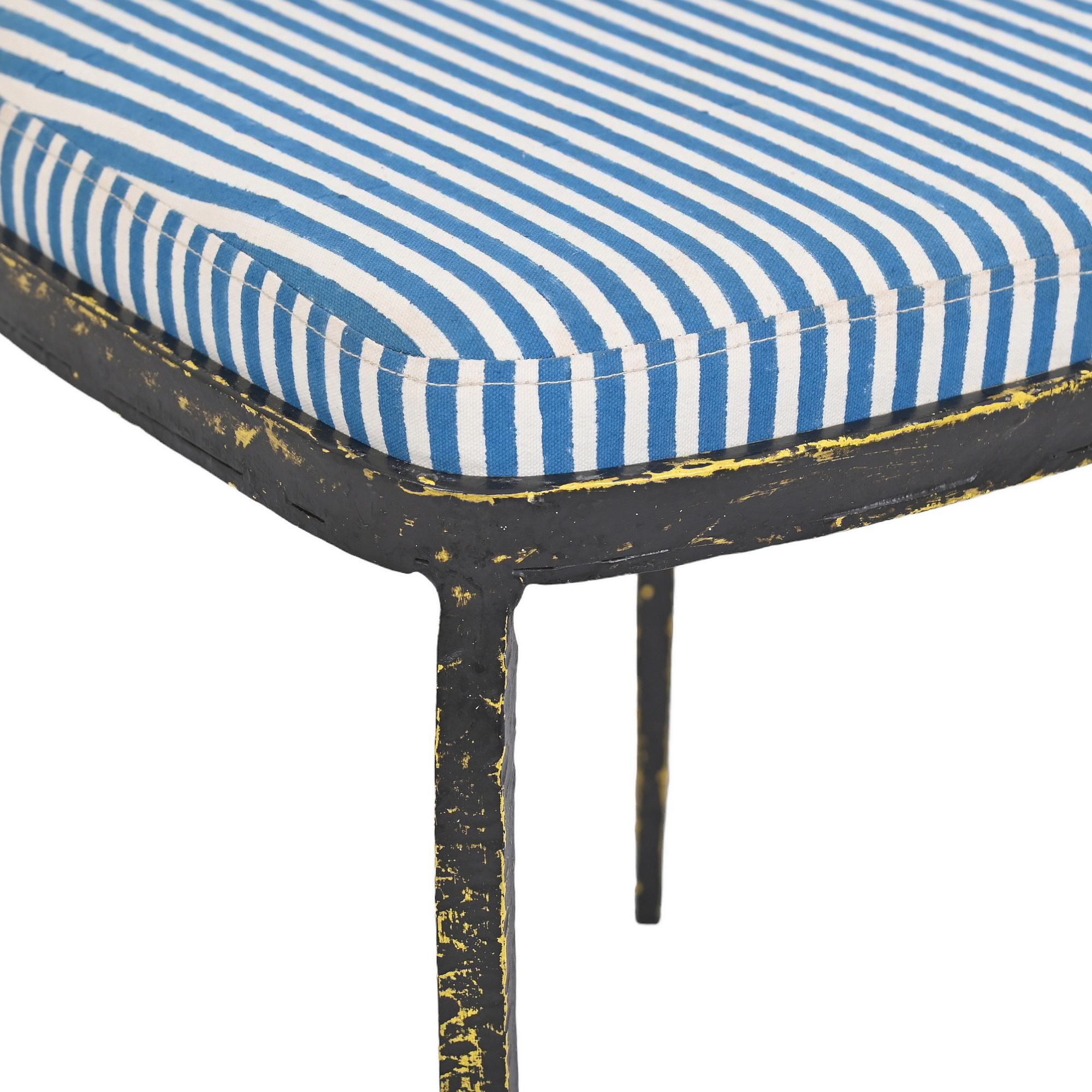 Blue and white iron chair
