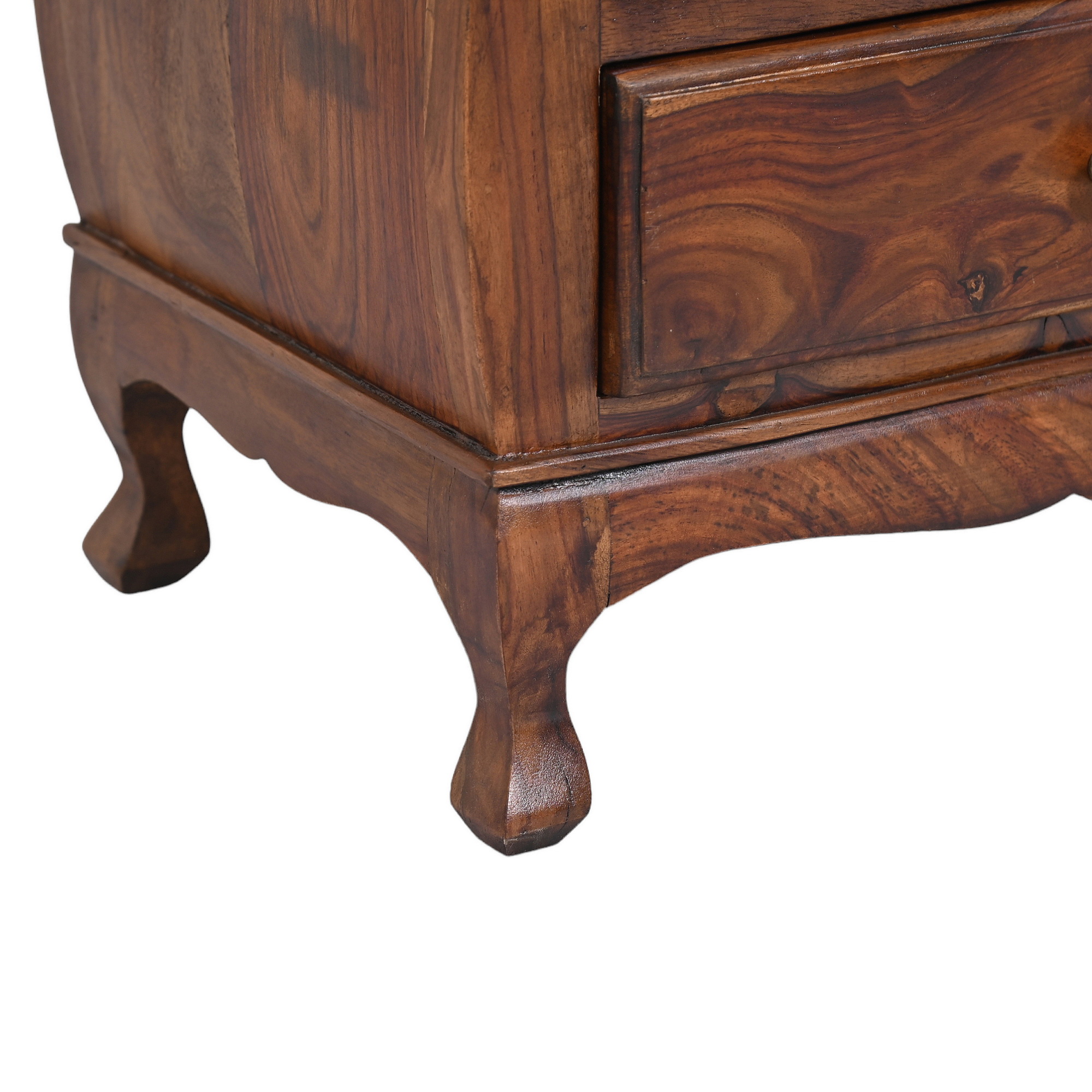 Compact French three drawer bedside table