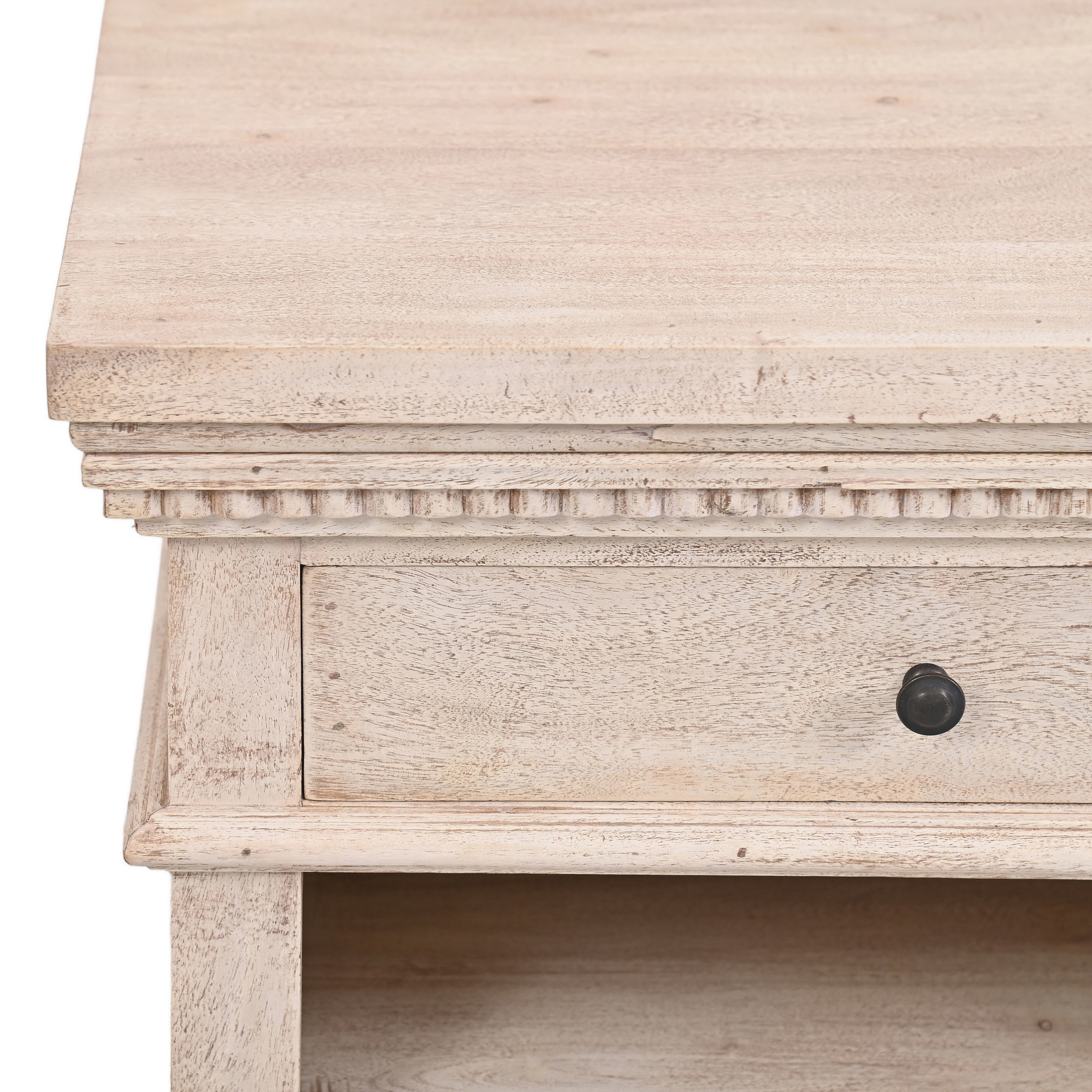 Scroll side table with shelf