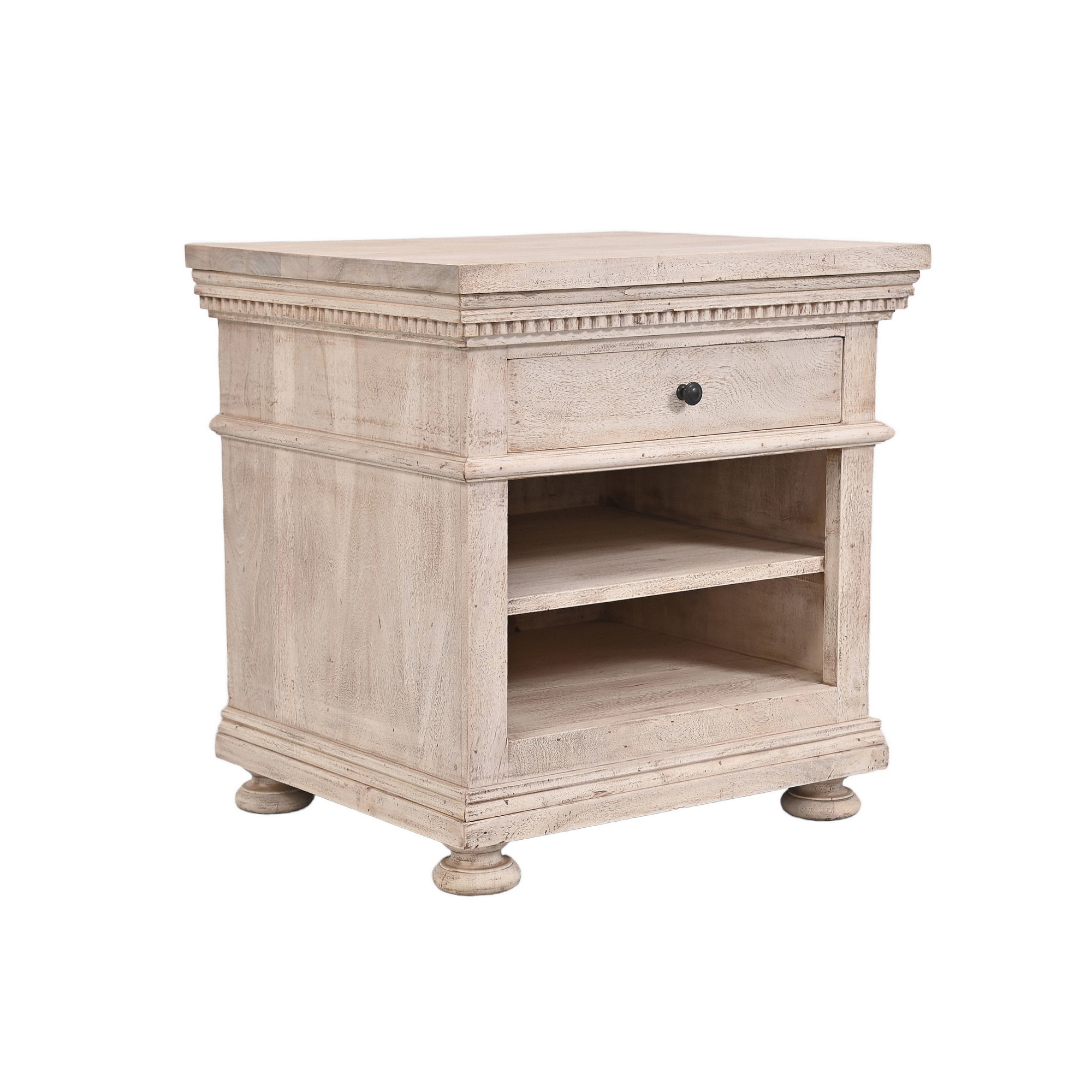 Scroll side table with shelf