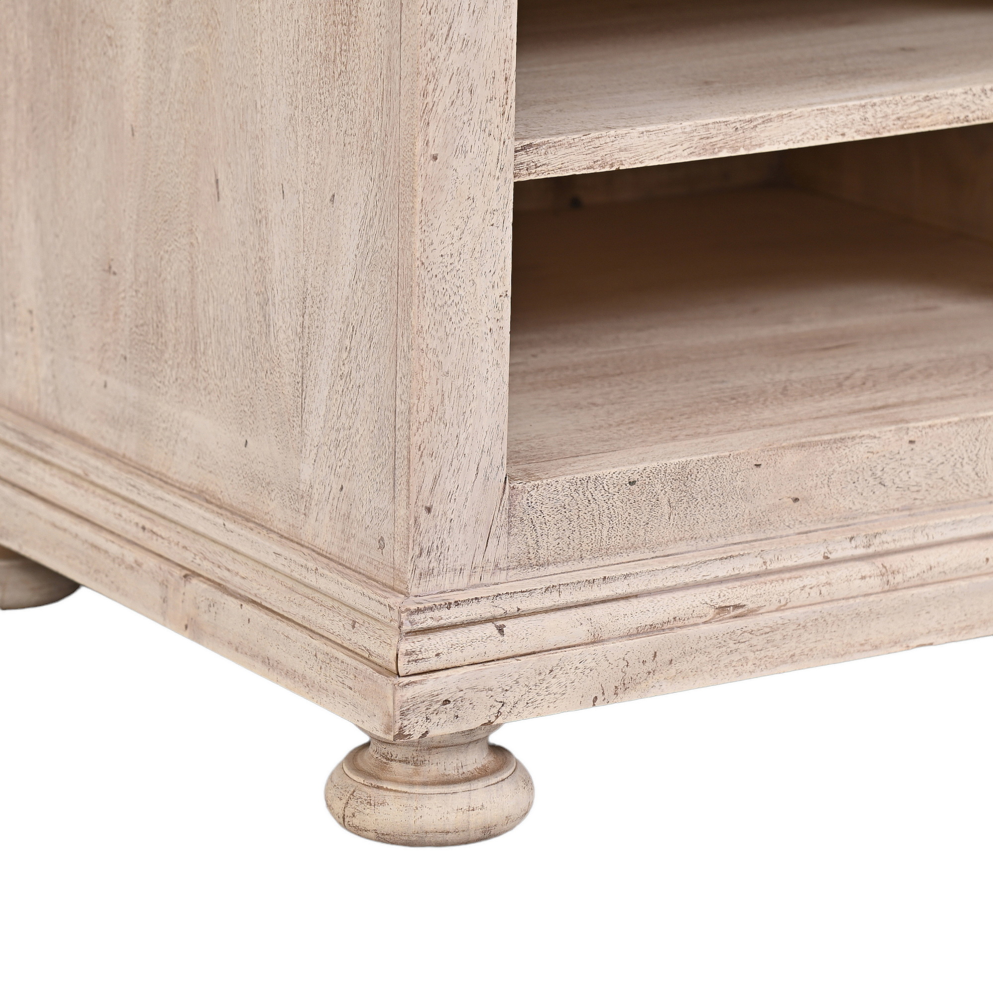 Scroll side table with shelf