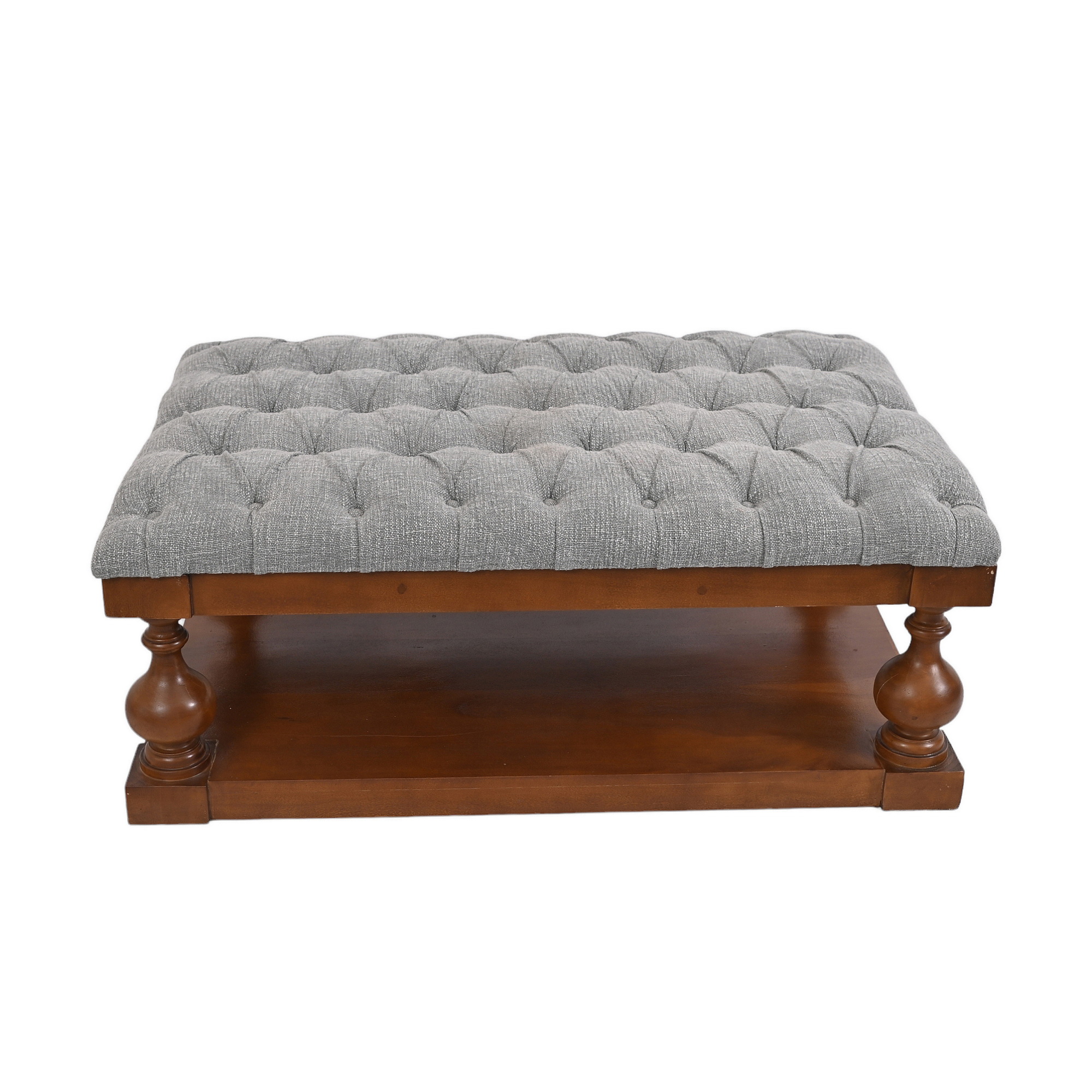 Tufted Ottoman Hard Wood Coffee Table