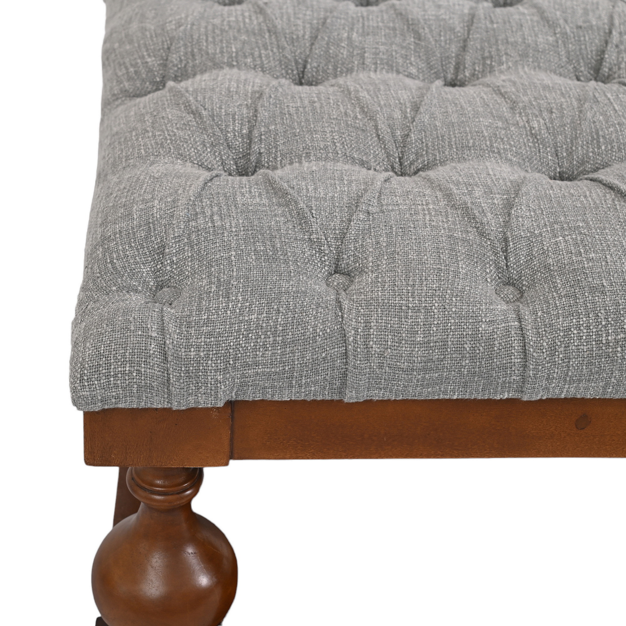 Tufted Ottoman Hard Wood Coffee Table