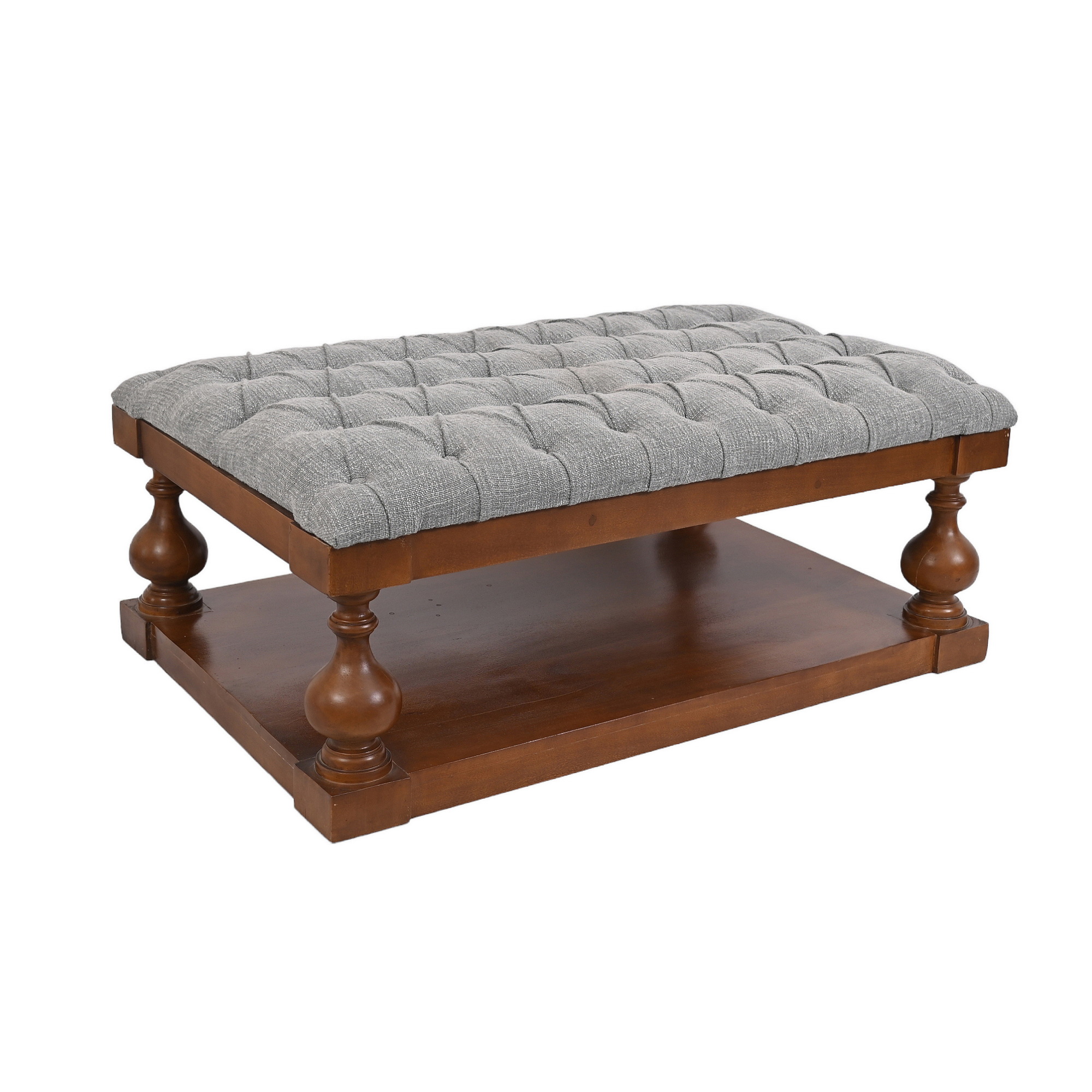 Tufted Ottoman Hard Wood Coffee Table
