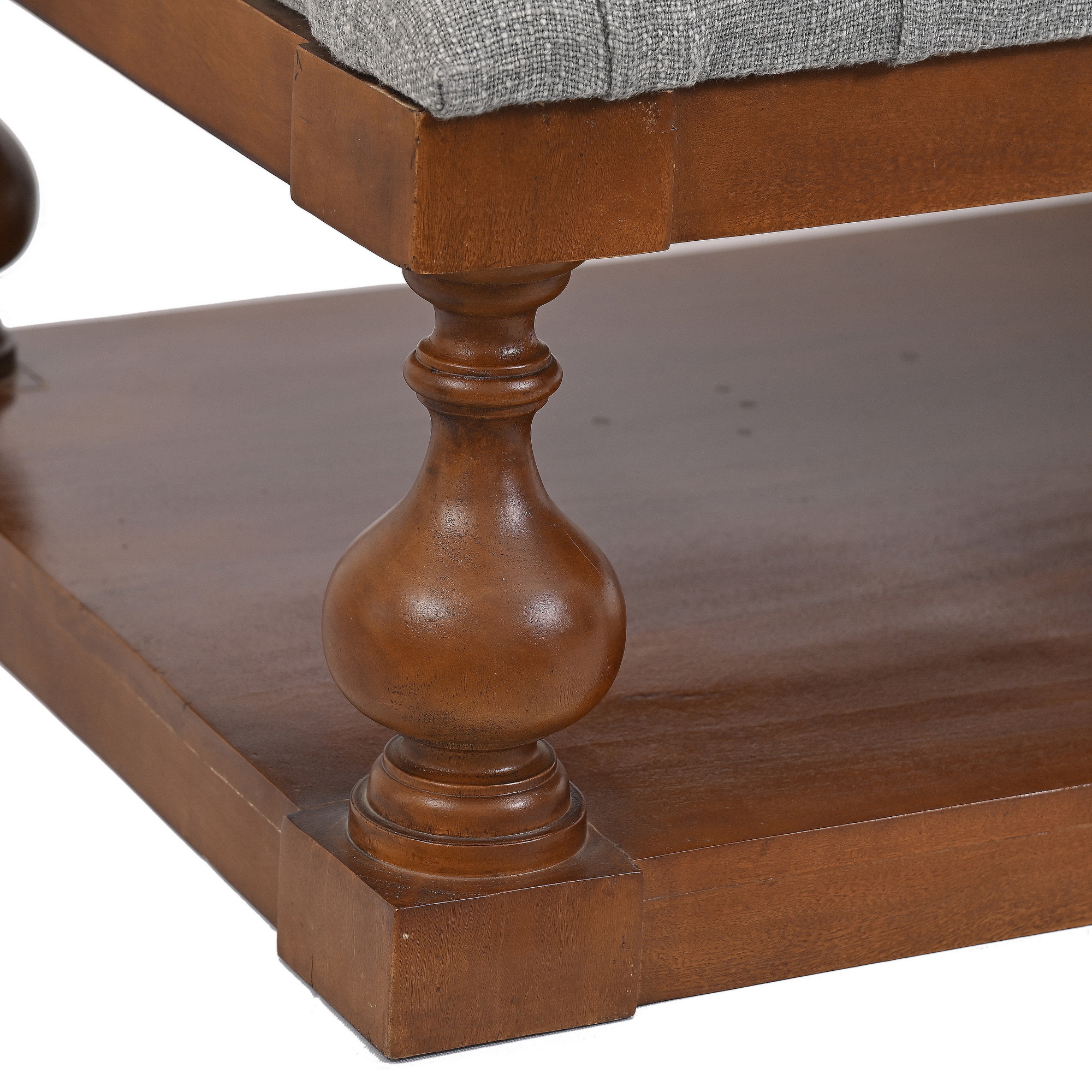 Tufted Ottoman Hard Wood Coffee Table