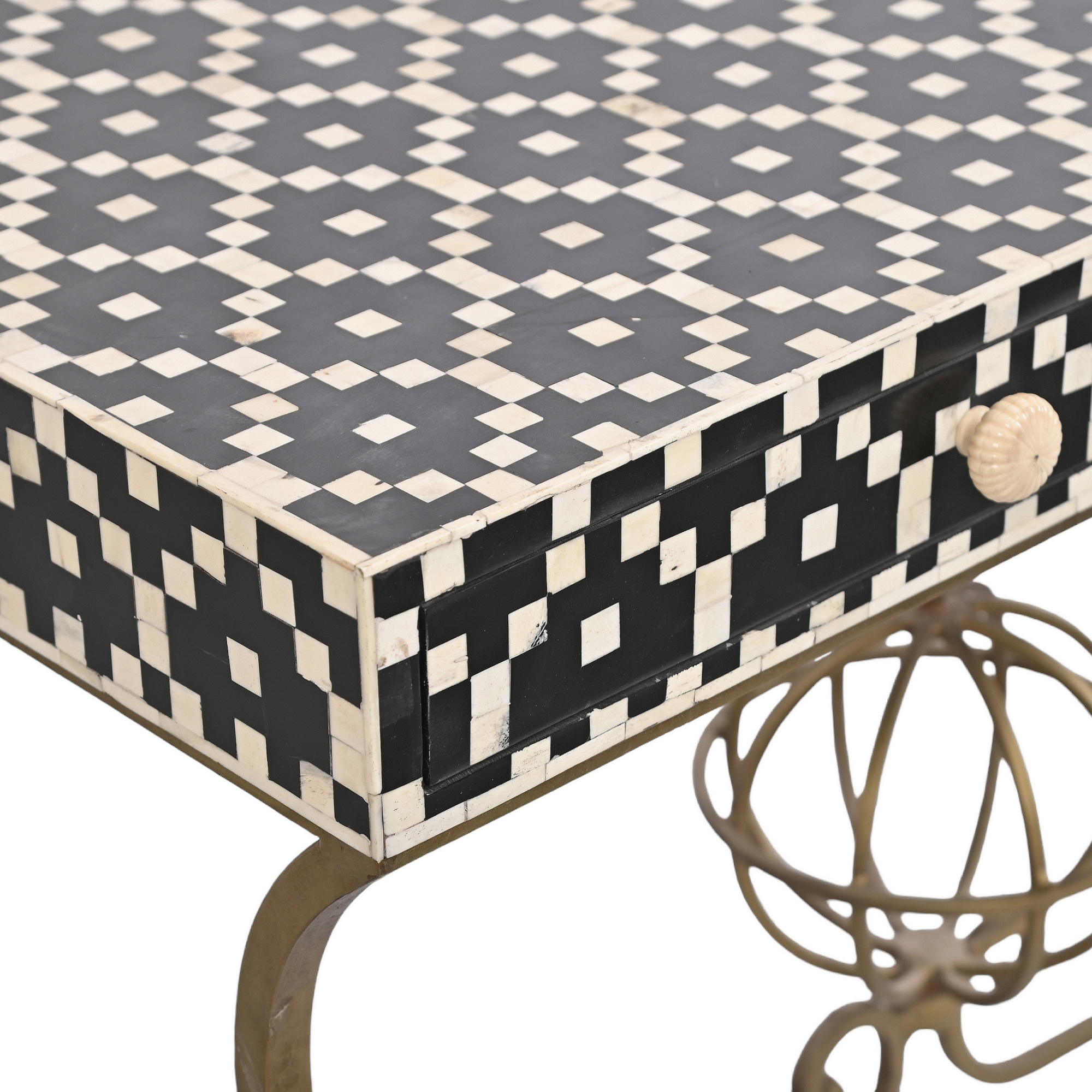 Bone inlay iron desk