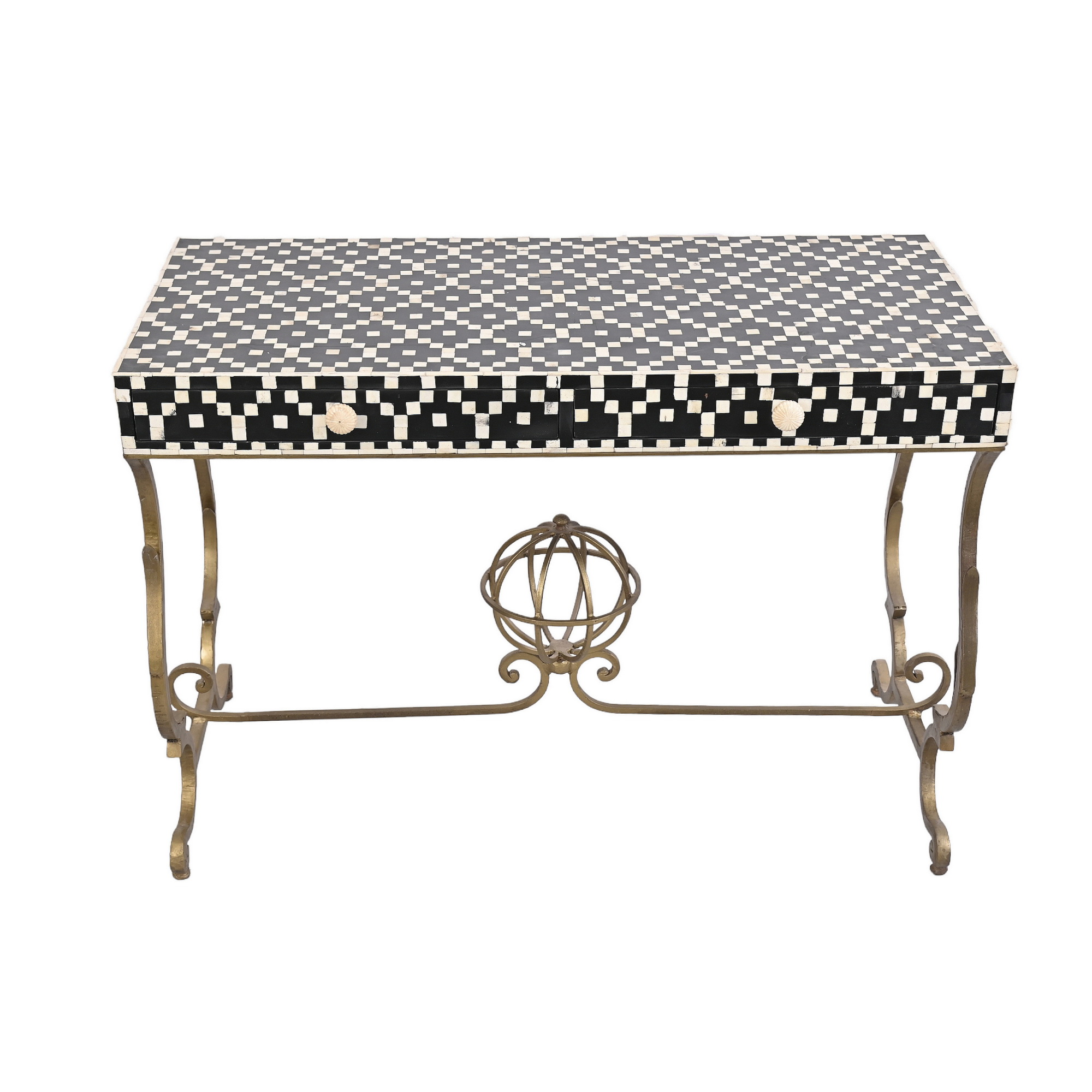 Bone inlay iron desk