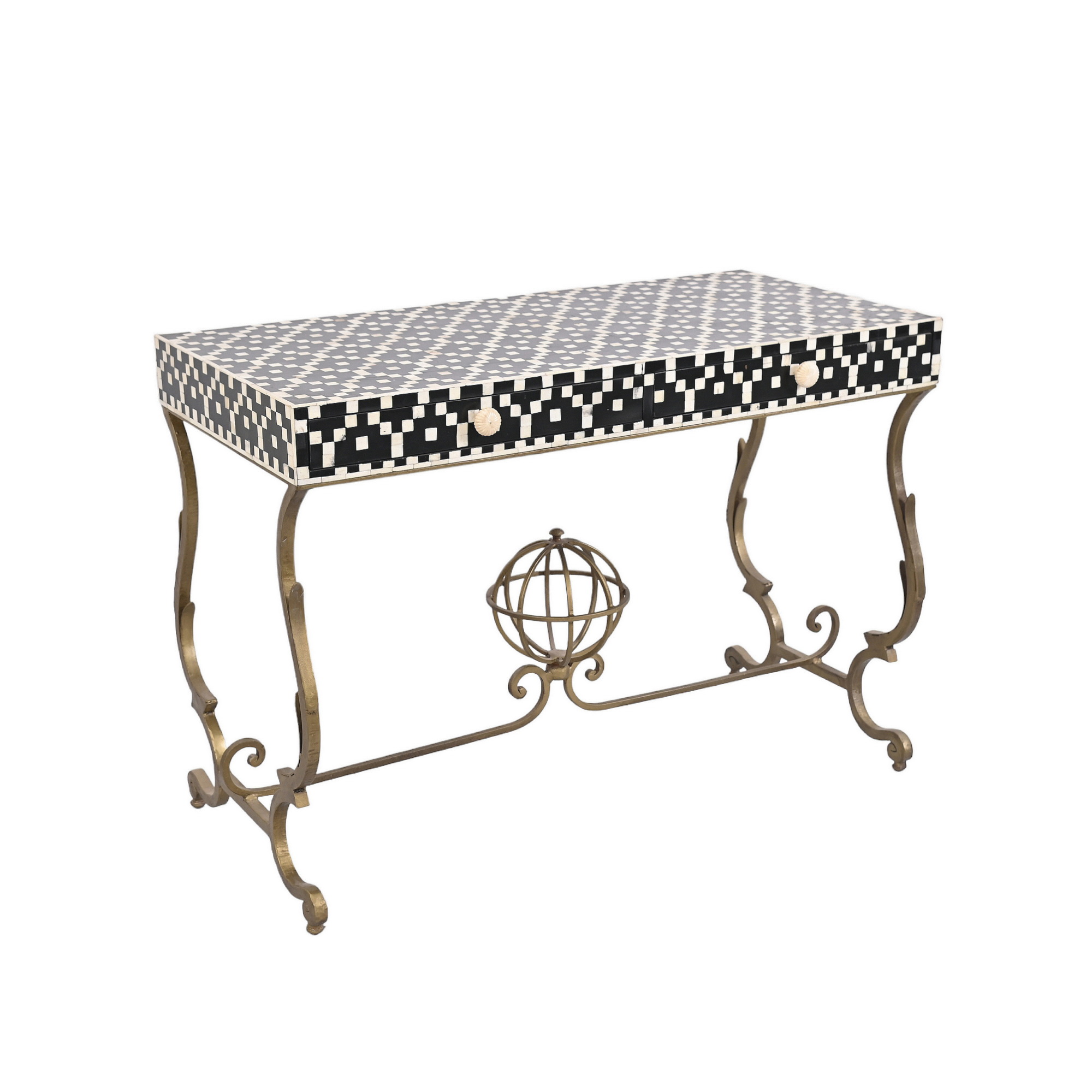 Bone inlay iron desk
