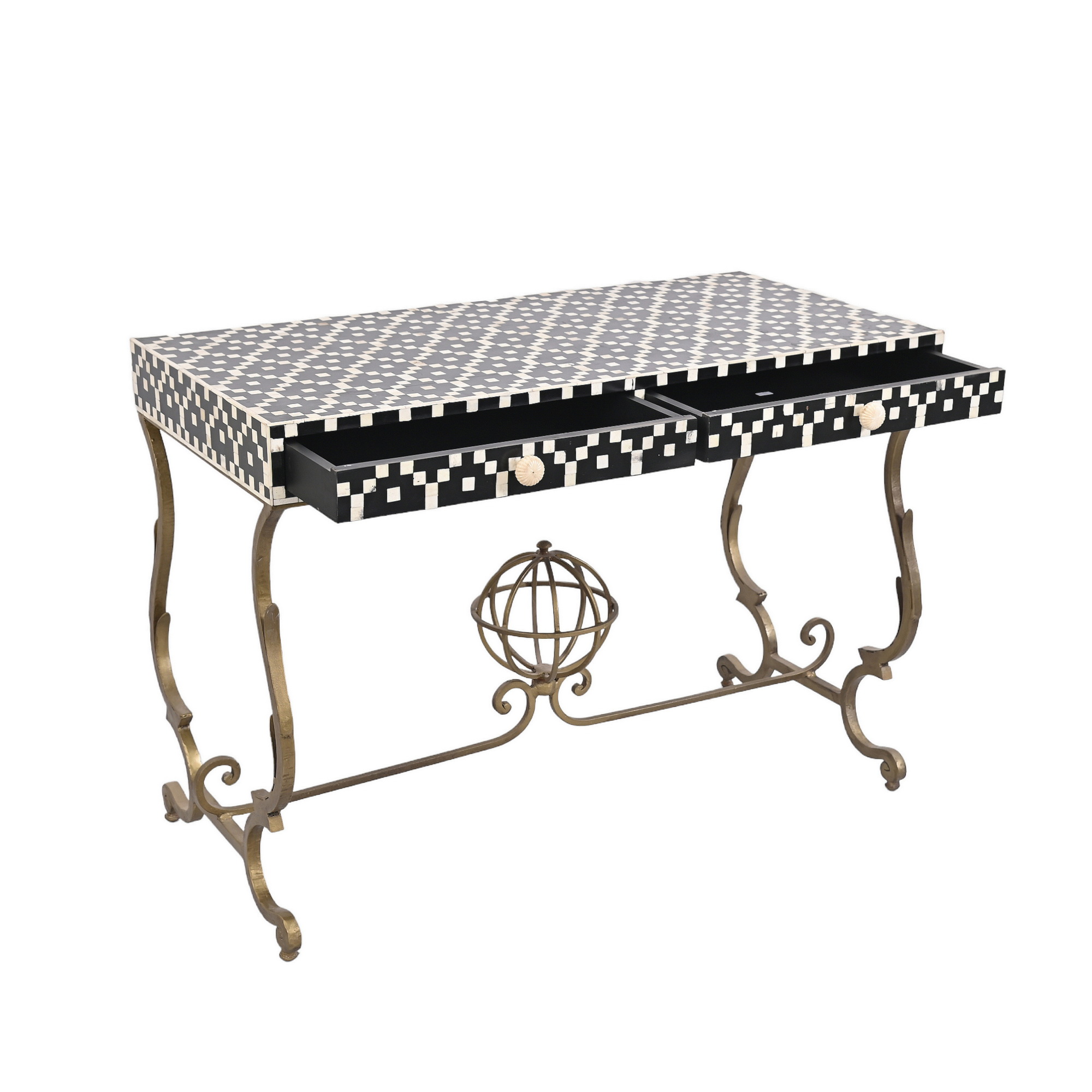 Bone inlay iron desk