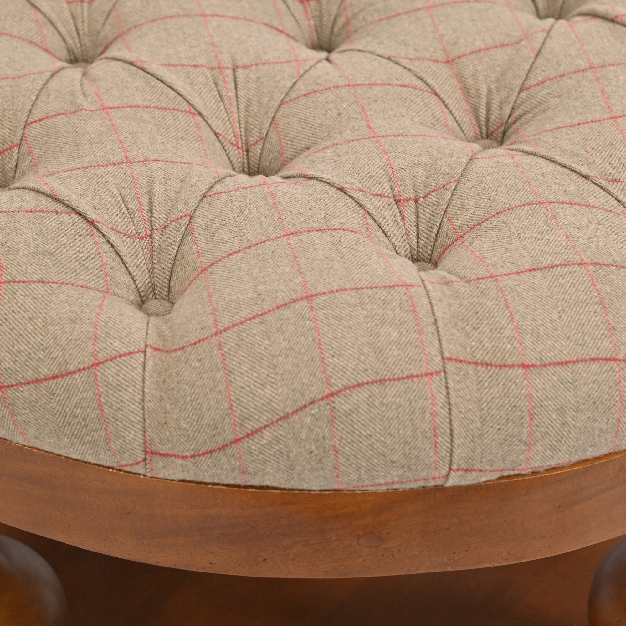Tufted tweed round ottoman coffee table