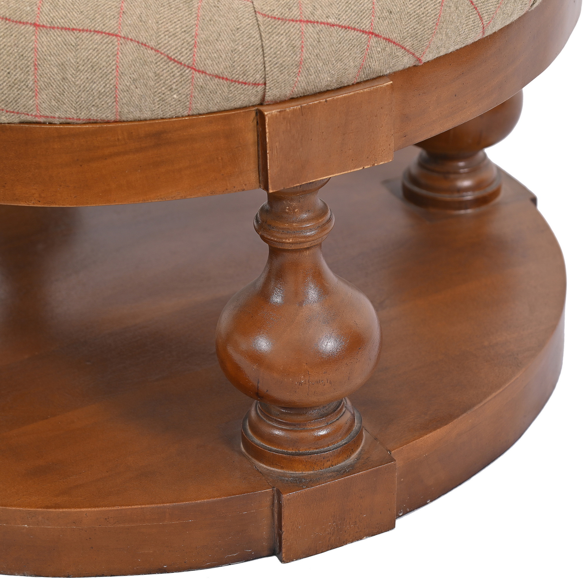 Tufted tweed round ottoman coffee table