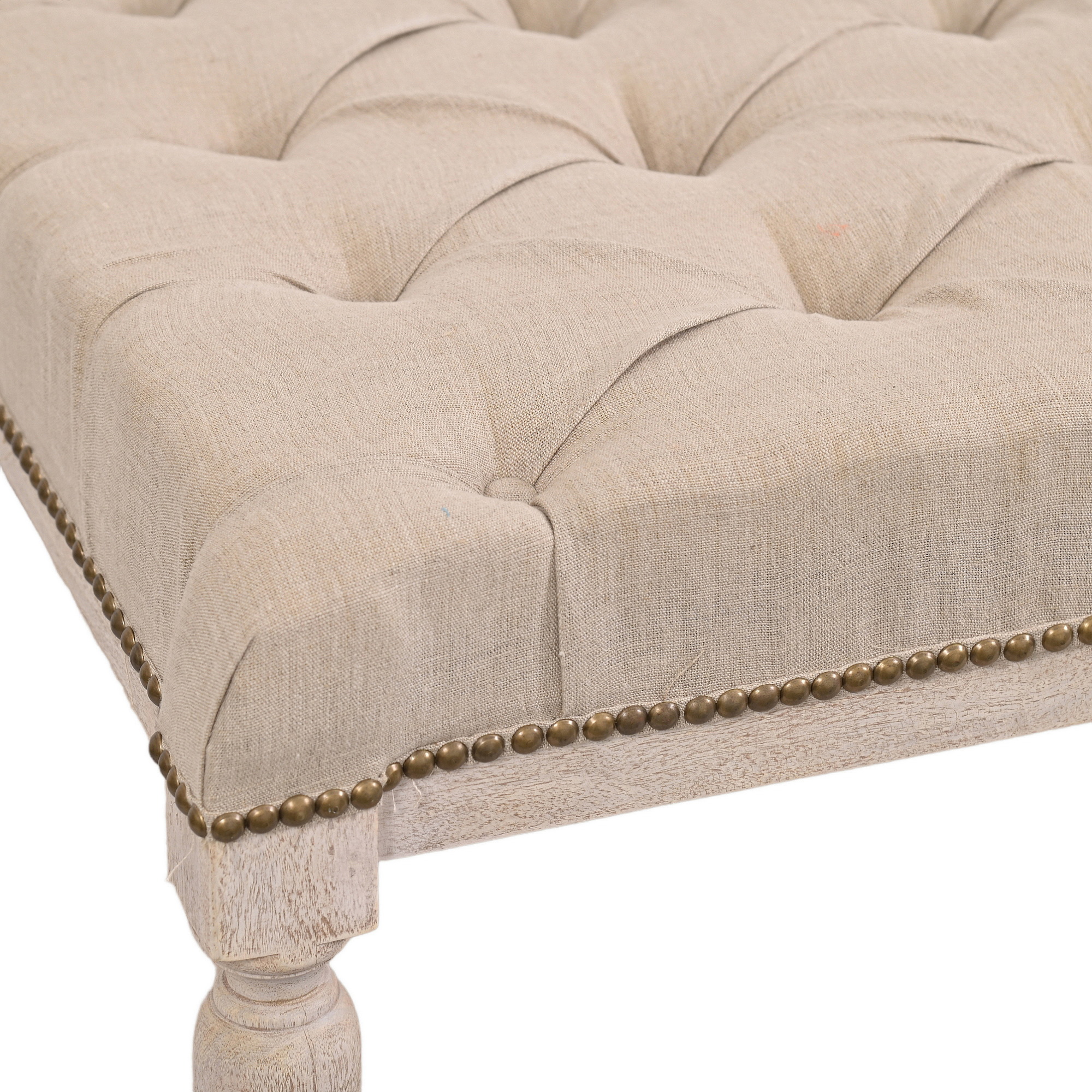 Tufted linen coffee table