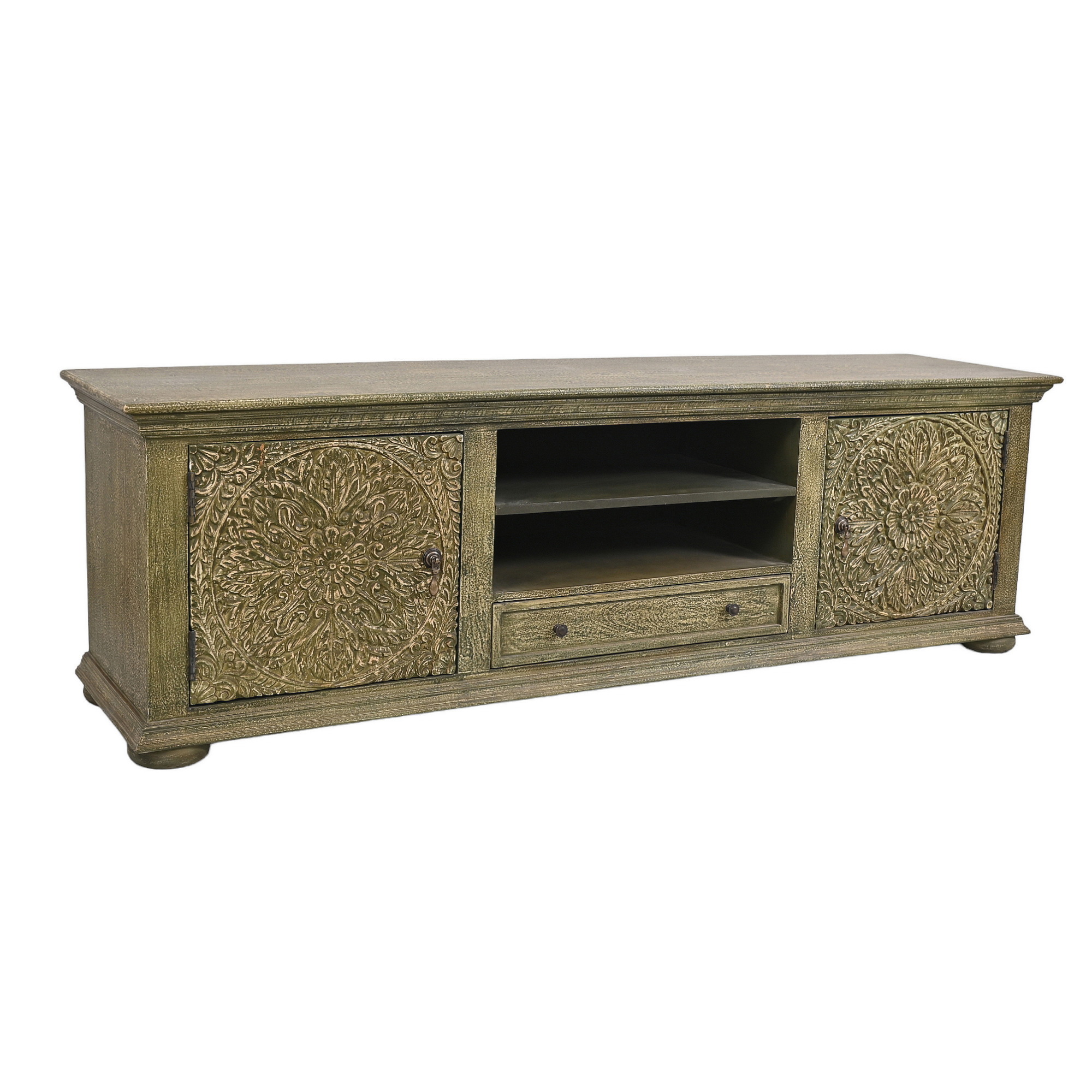 Distress green farmhouse sideboard