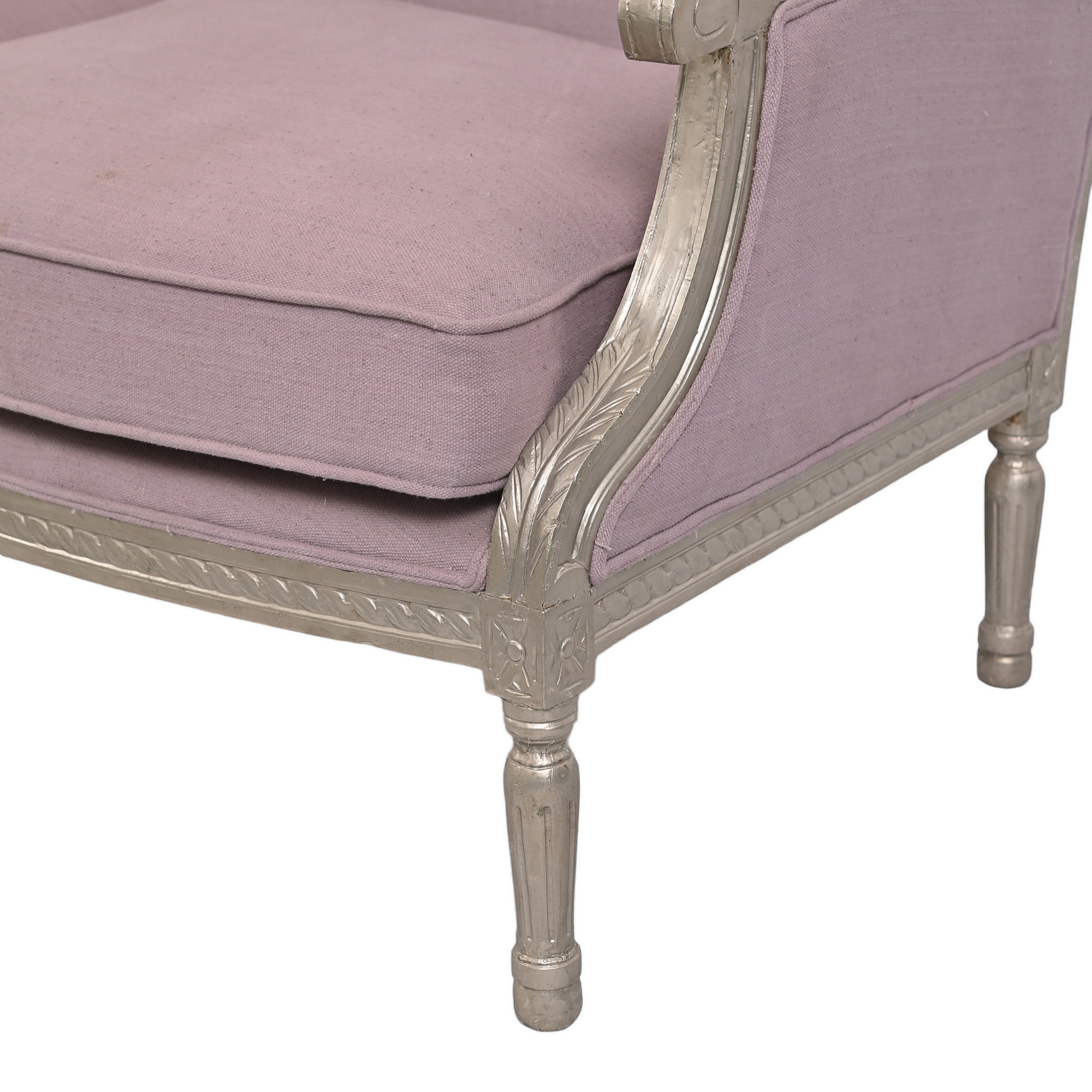 Lilac linen French Louis Settee