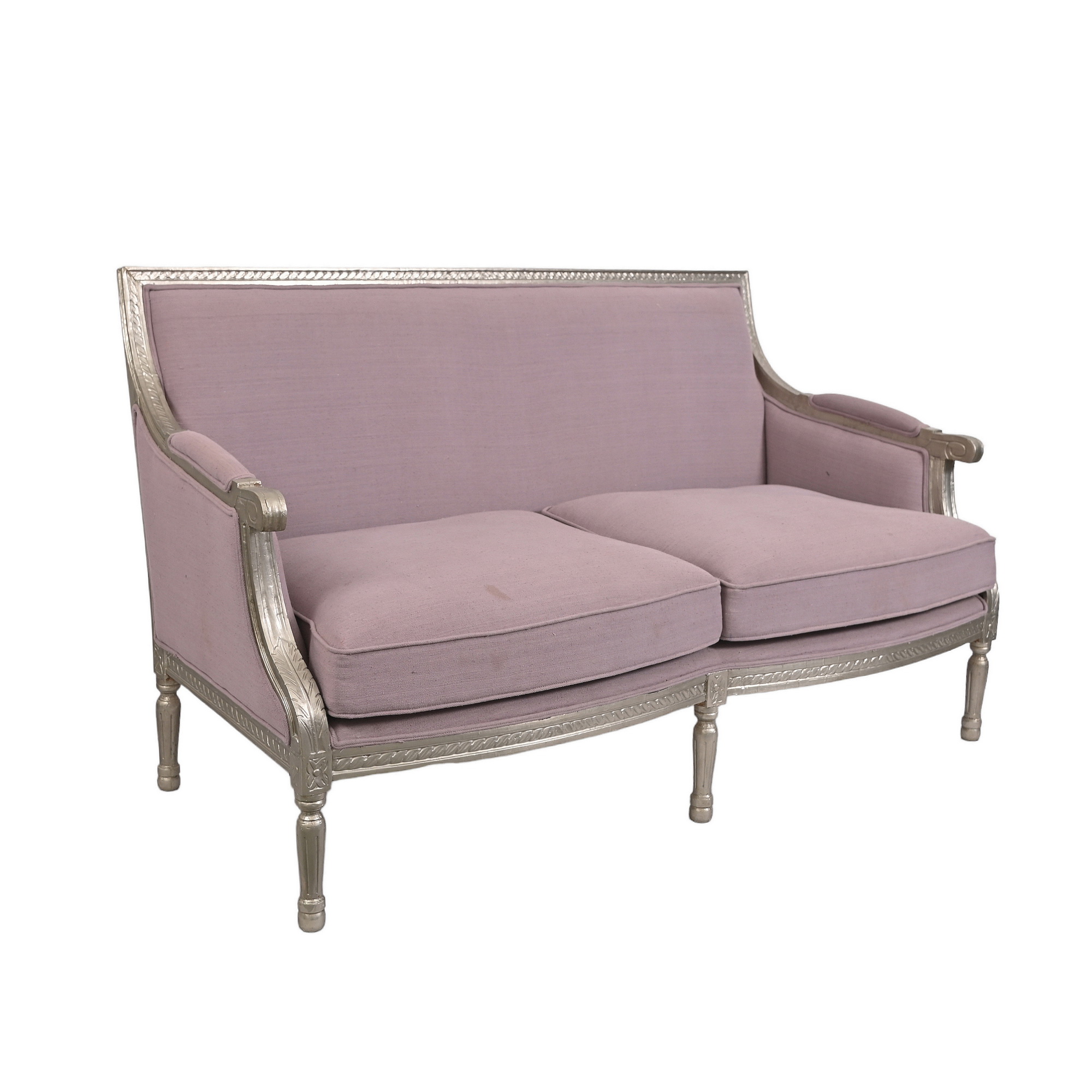 Lilac linen French Louis Settee