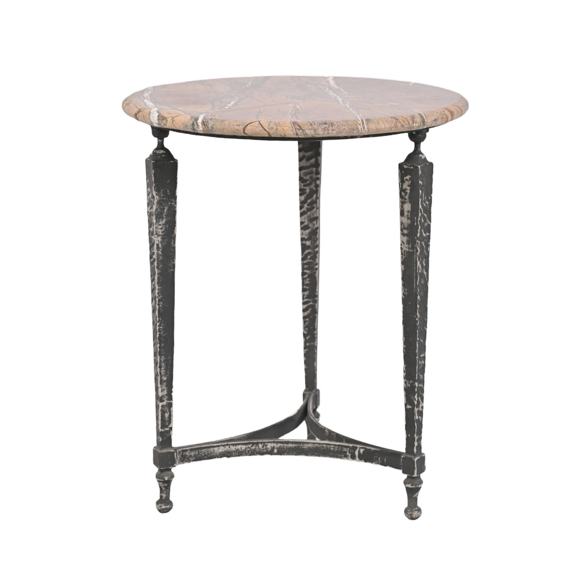 Stone top iron side table