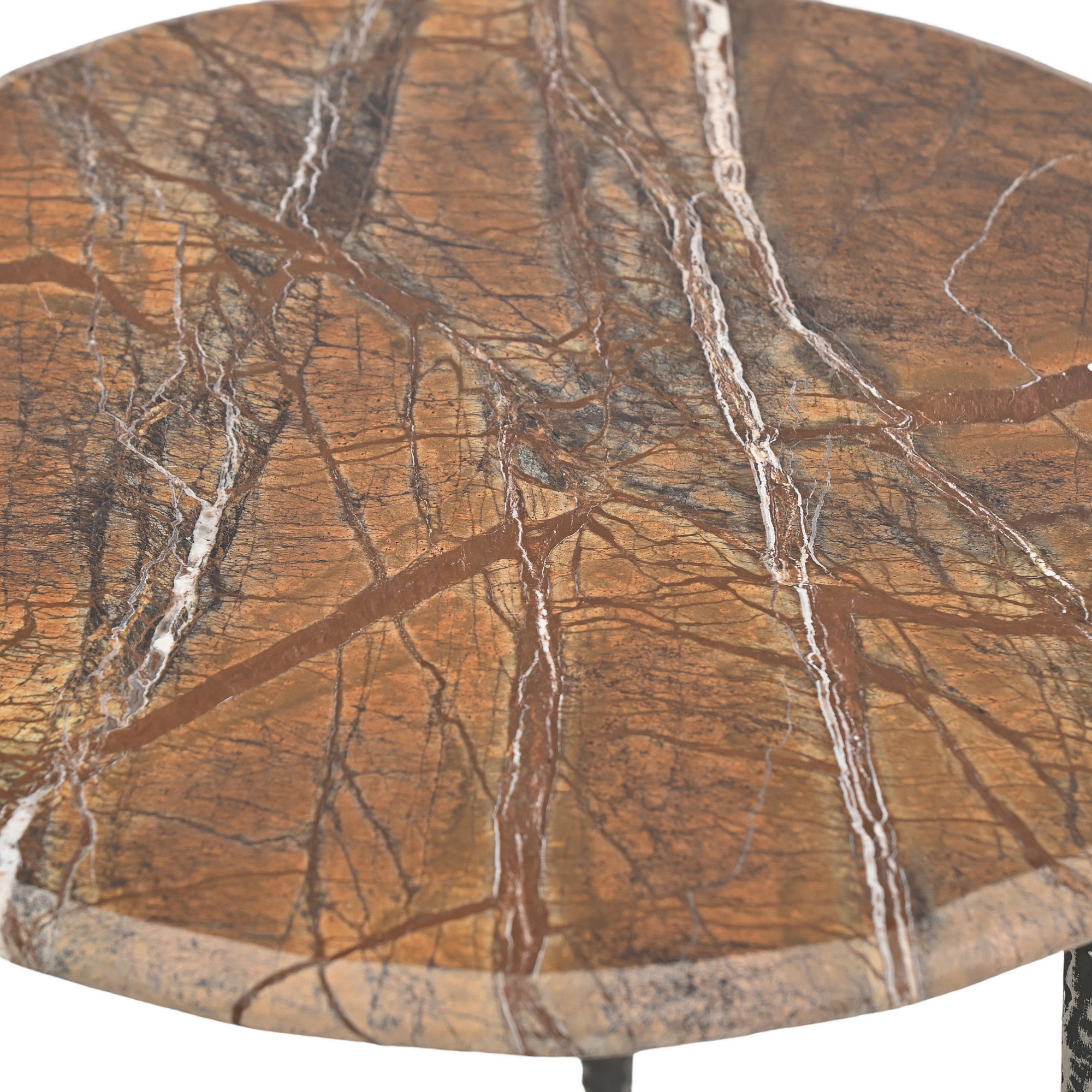 Stone top iron side table