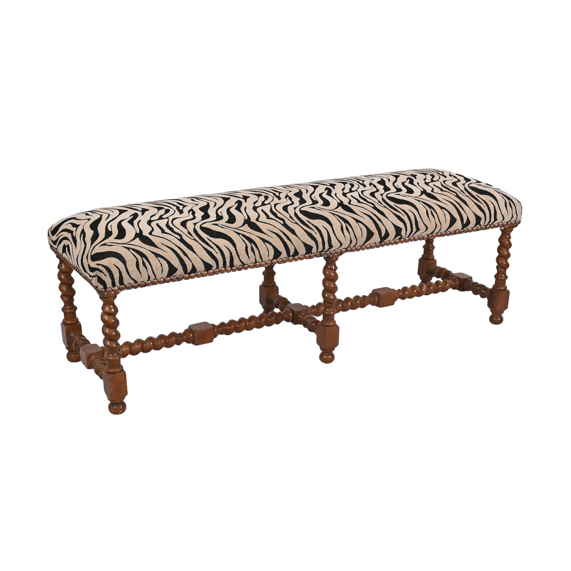 Barcelona long bench - walnut jacquard