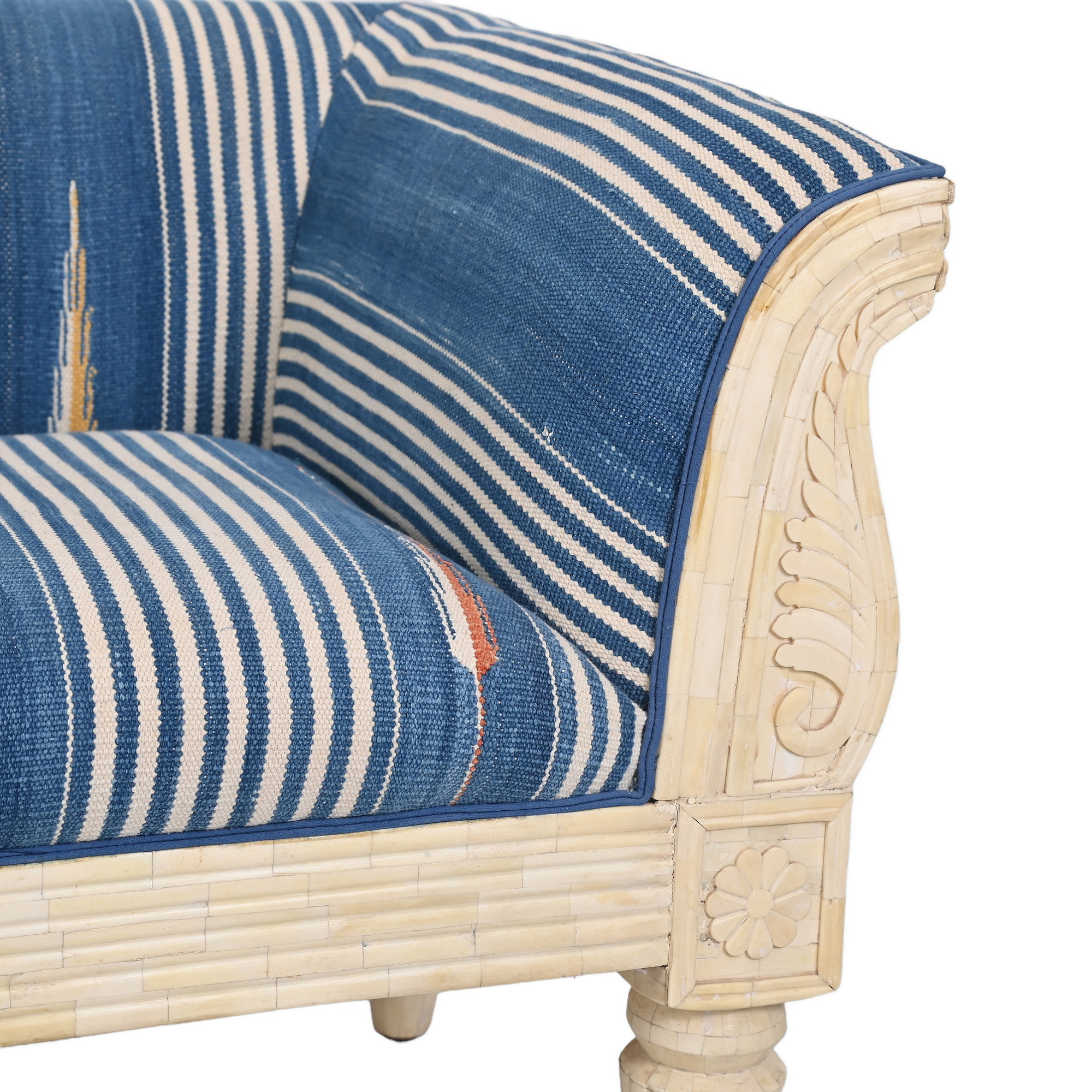 Bone inlay dhurrie sofa