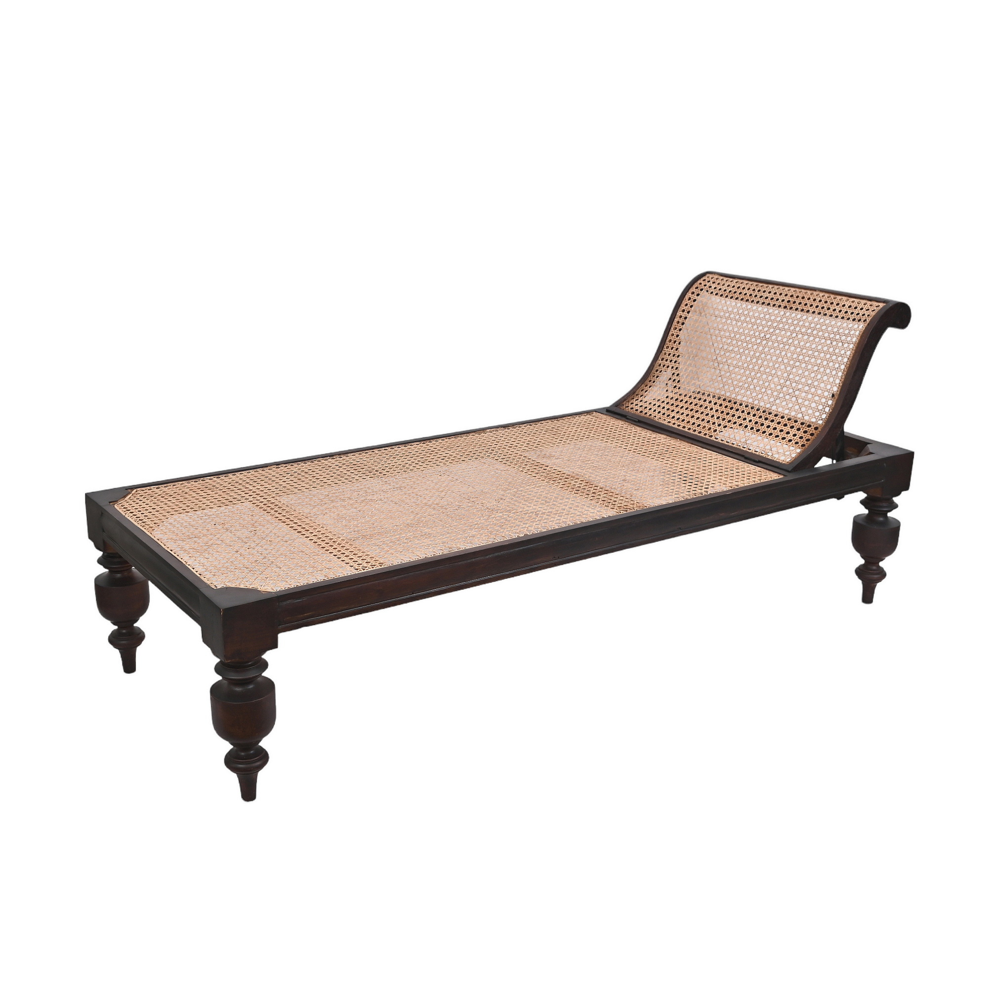 Colonial British Mahogany Caned Daybed