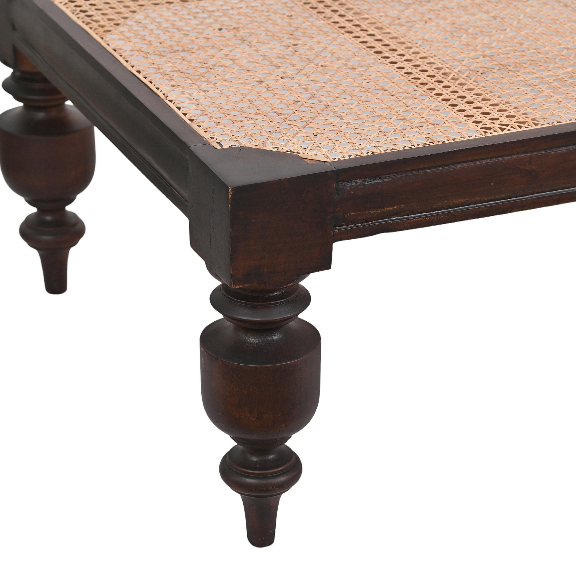 Colonial British Mahogany Caned Daybed