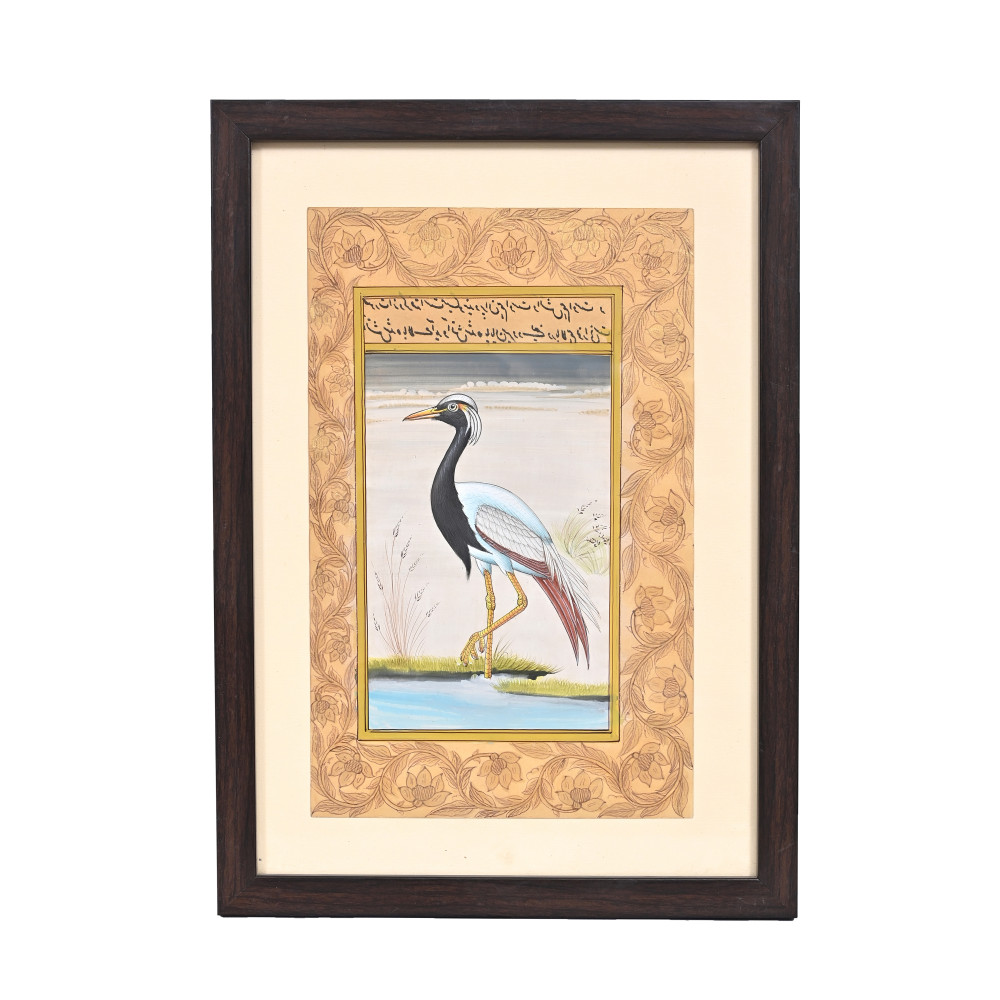 Image of Elegant Crane- Miniature Bird Painting