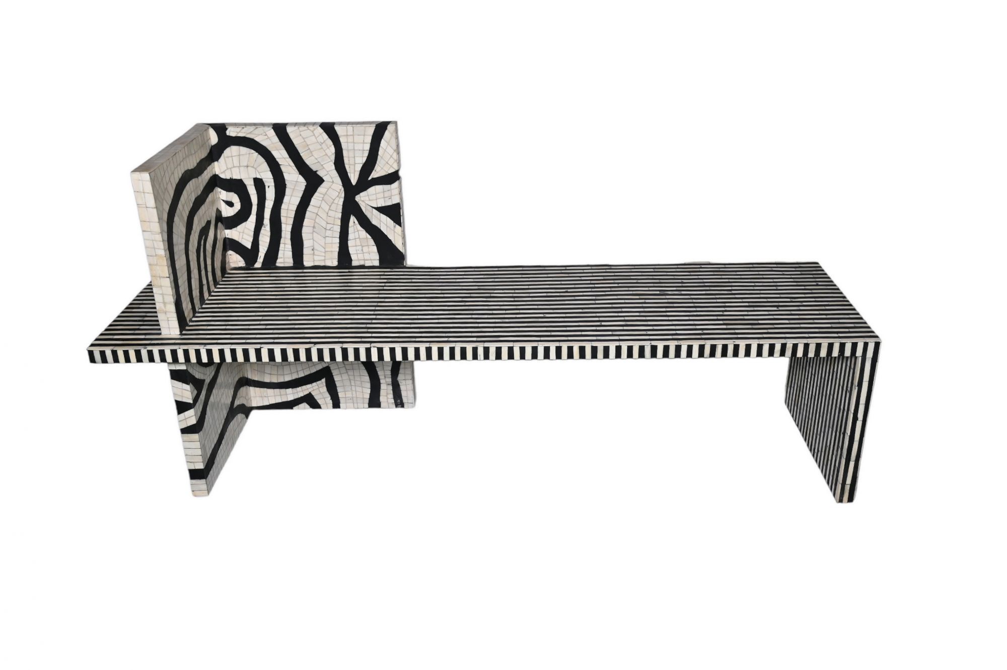 Totem Black and white inlay bench