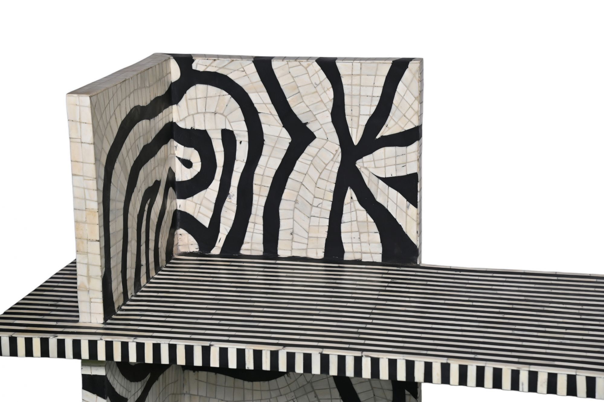 Totem Black and white inlay bench