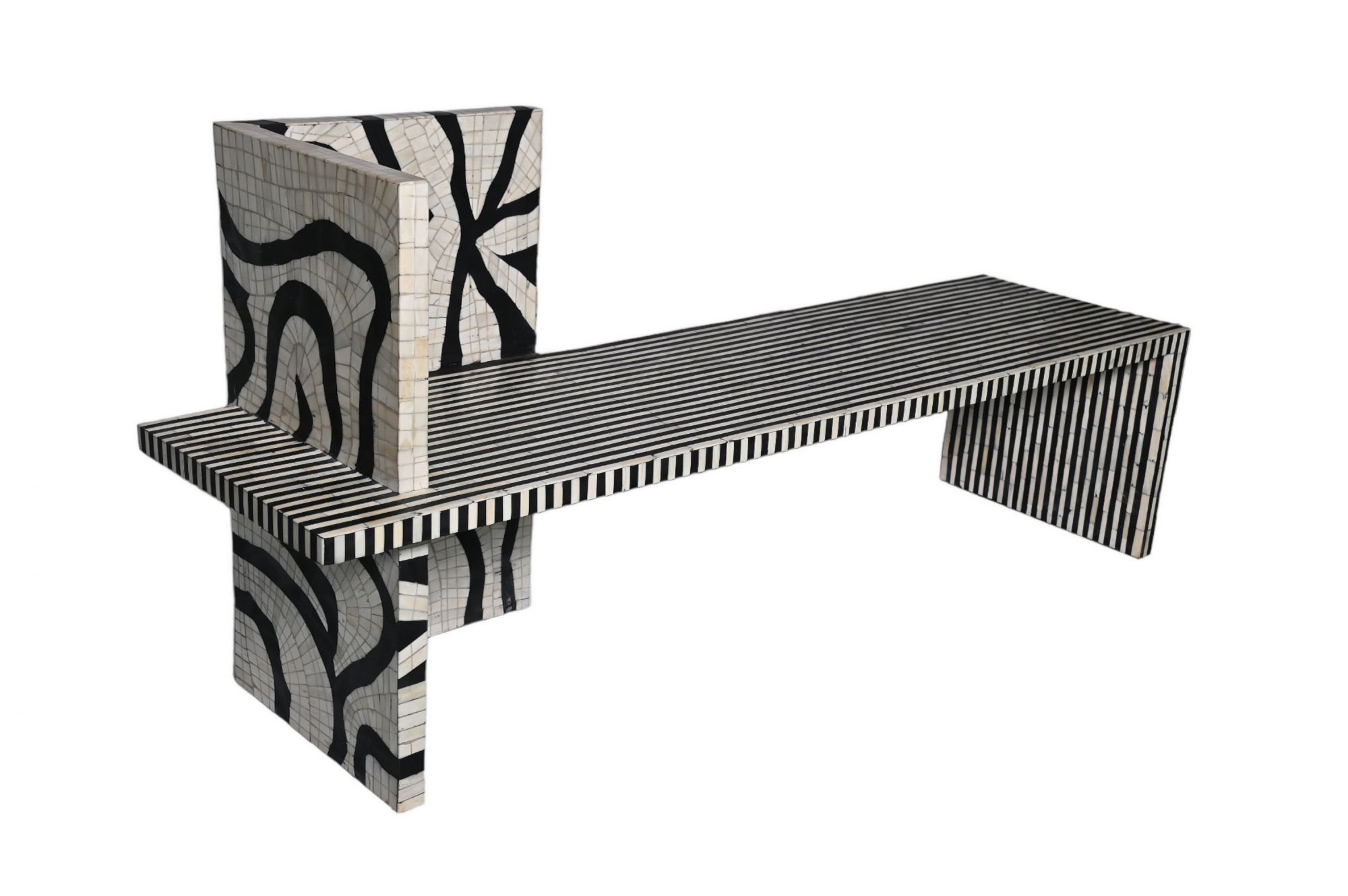 Totem Black and white inlay bench