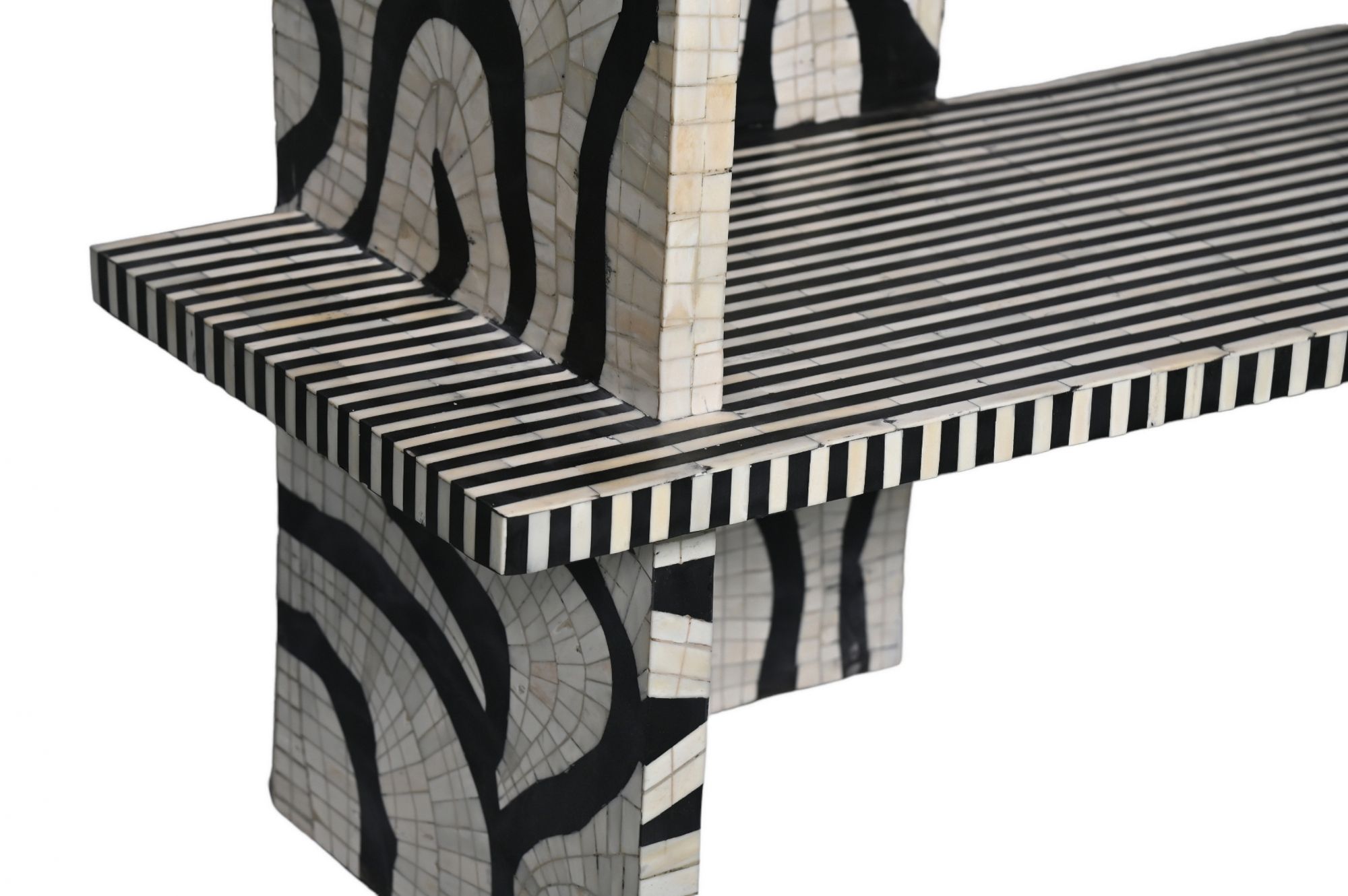 Totem Black and white inlay bench
