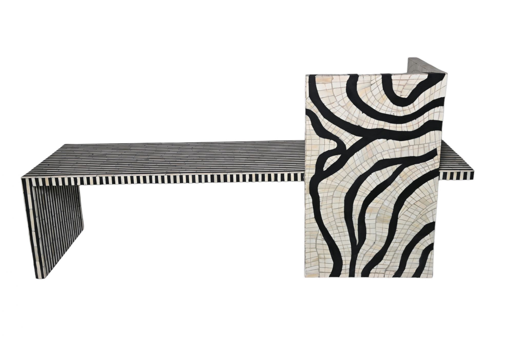 Totem Black and white inlay bench