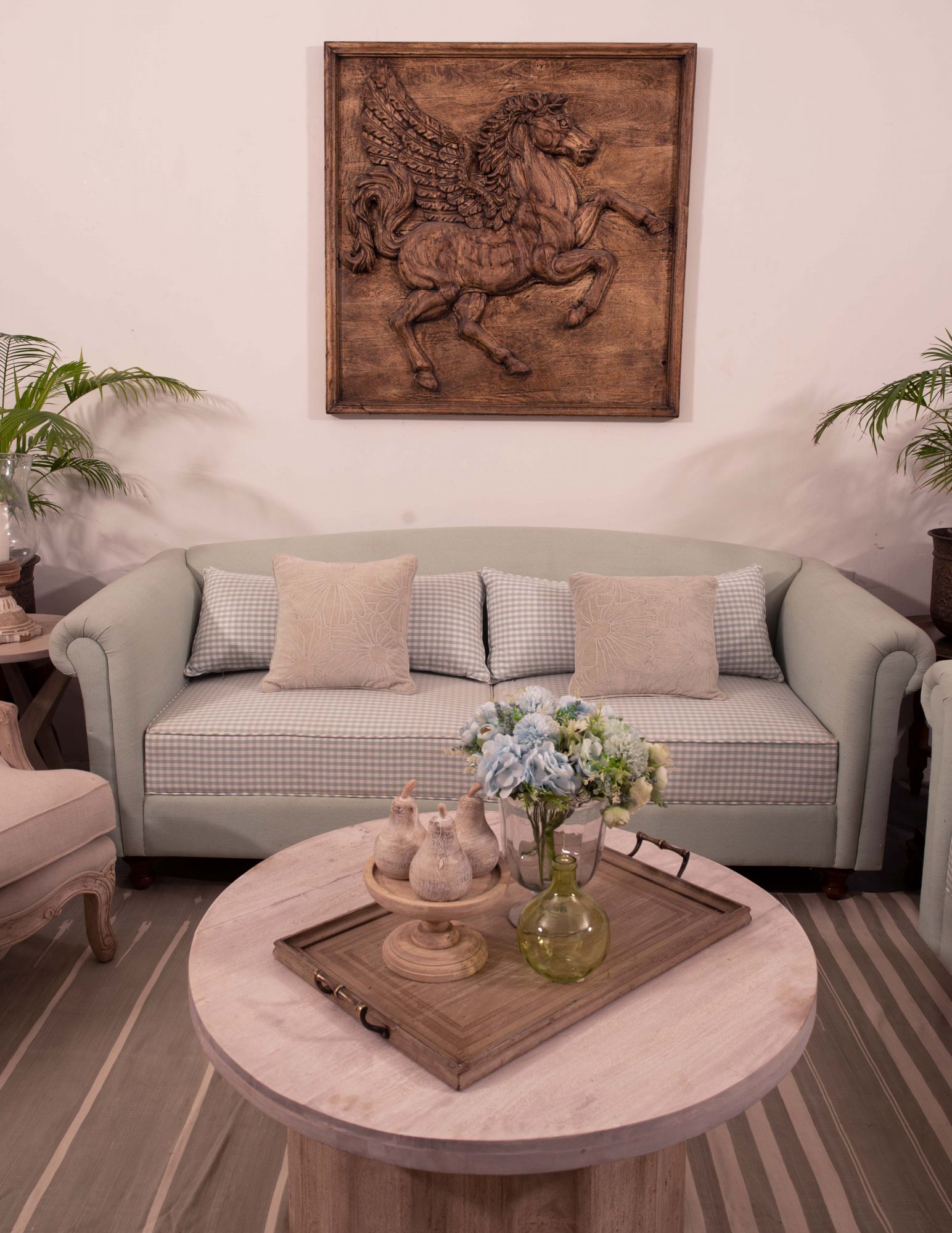 English dove green sofa