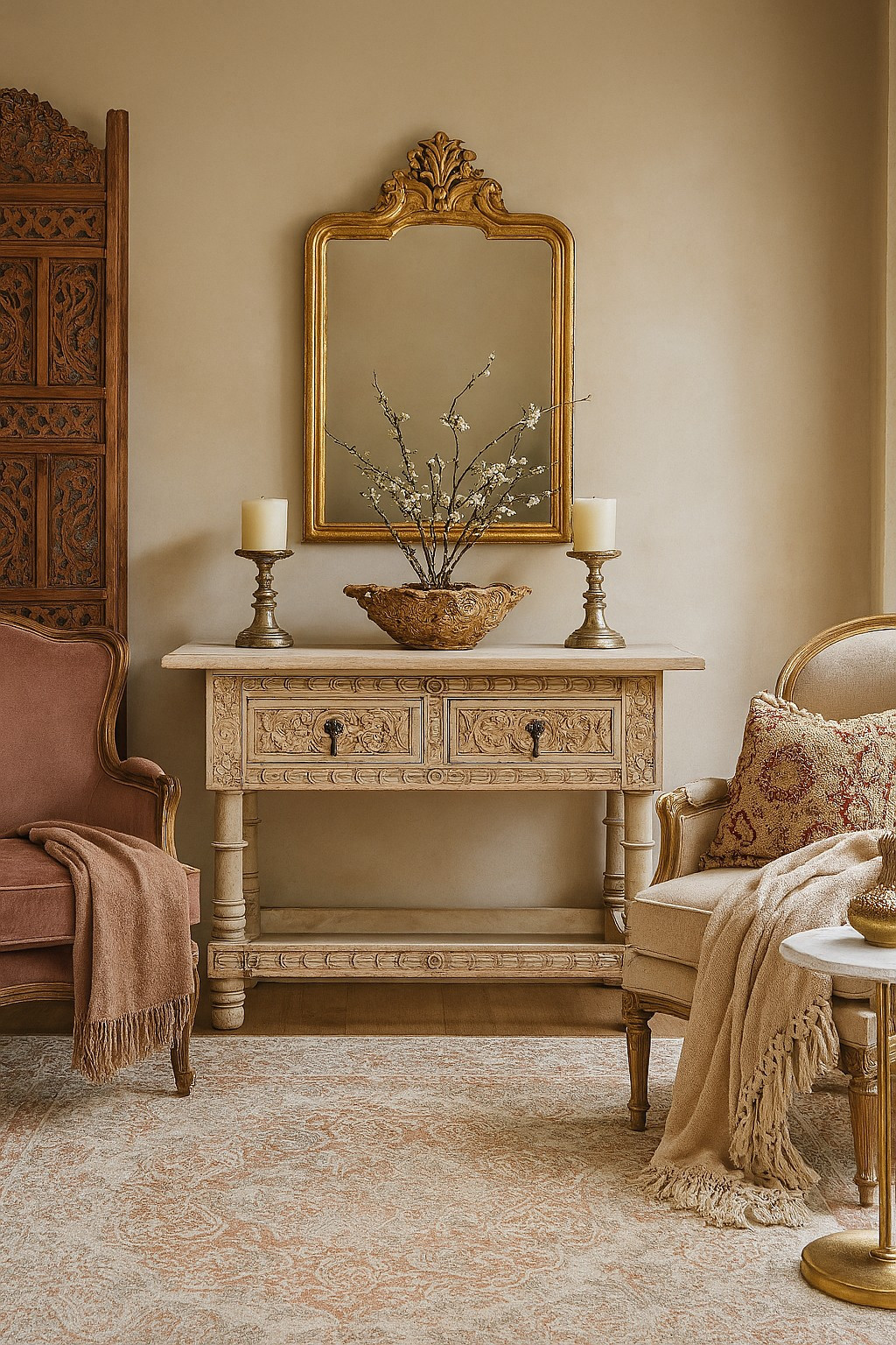 Spanish carved console