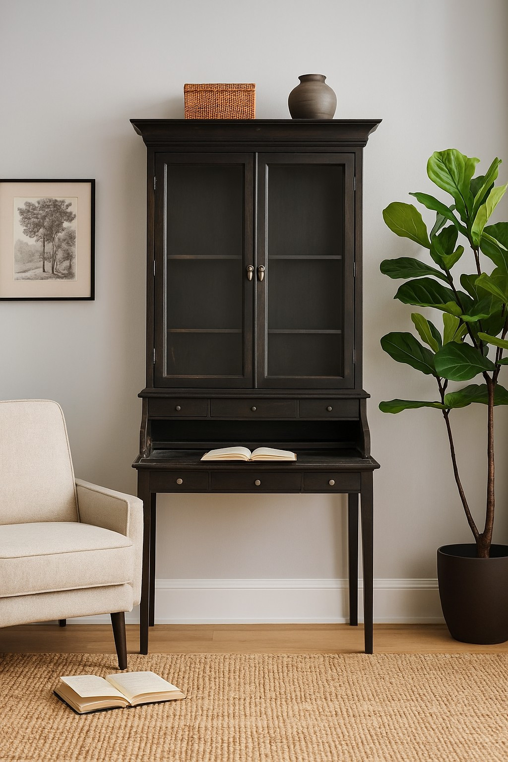 Farmhouse cabinet with desk