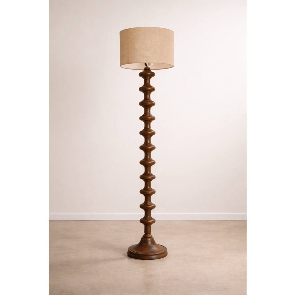 Sculptural wooden floor lamp design