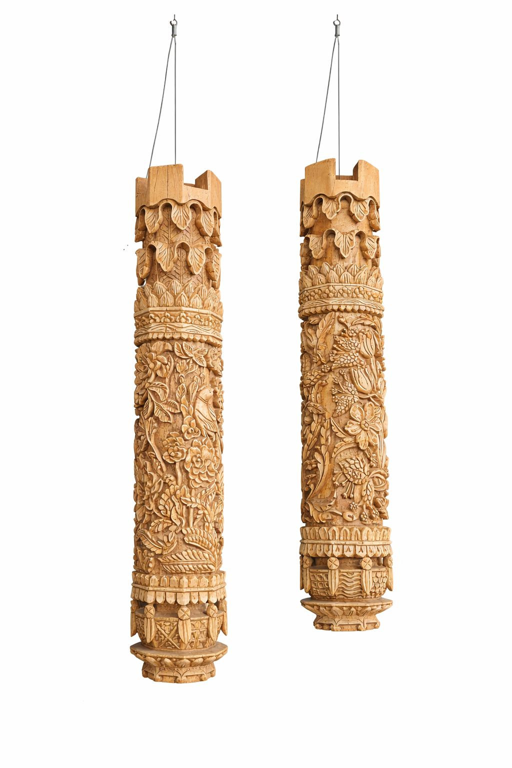 Hand-Carved Hanging Temple Pillars