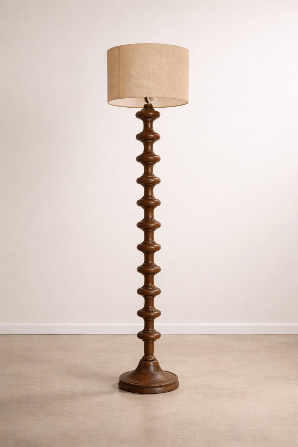 Sculptural wooden floor lamp design