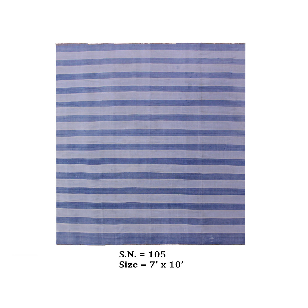 Coastal Breeze Vintage Striped Flatwoven Dhurrie