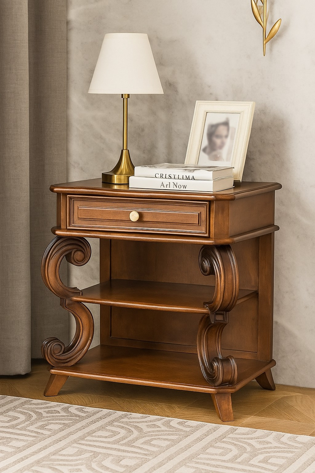 Walnut vintage side table
