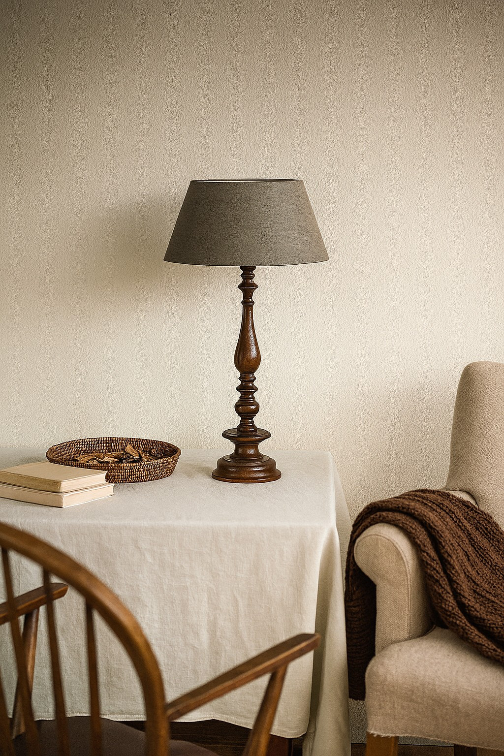 Classic Turned Wooden Table Lamp