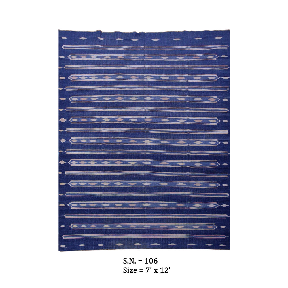 Indigo Nomad Vintage Tribal Flatwoven Dhurrie