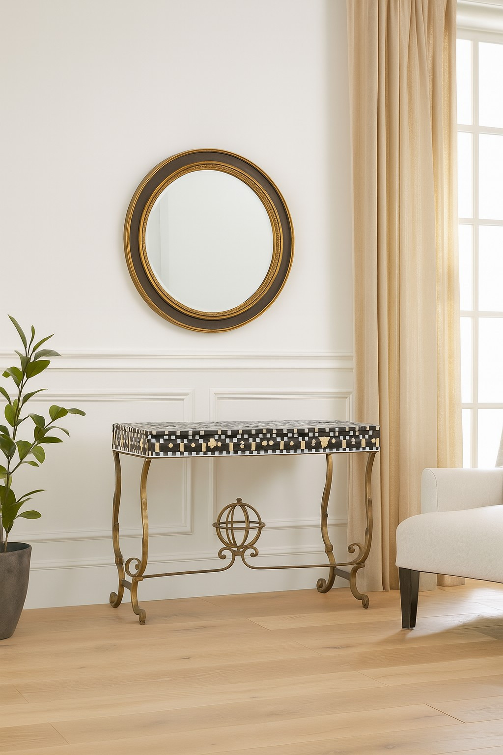 Bone inlay iron desk