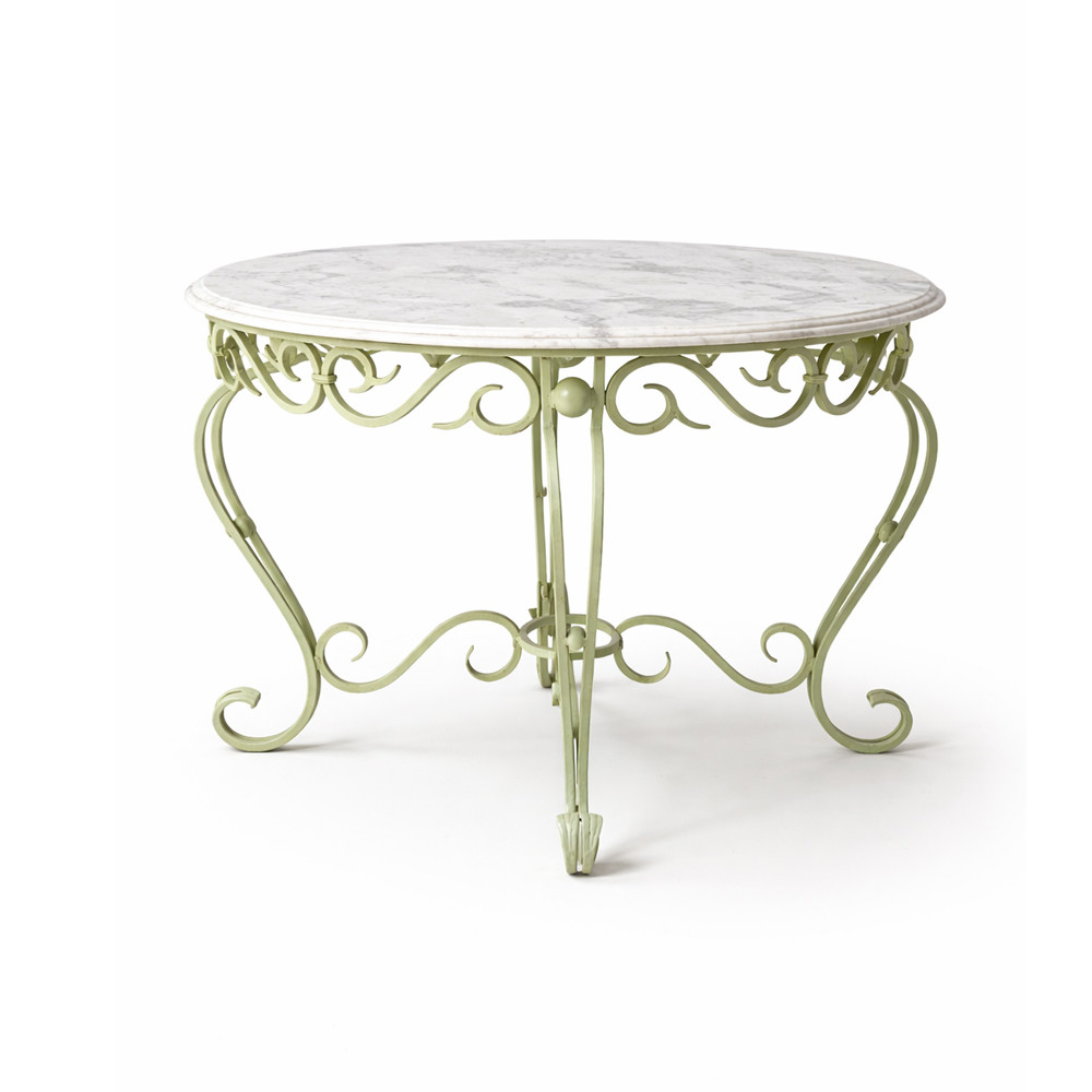 La Roseraie Wrought Iron Marble Round Table