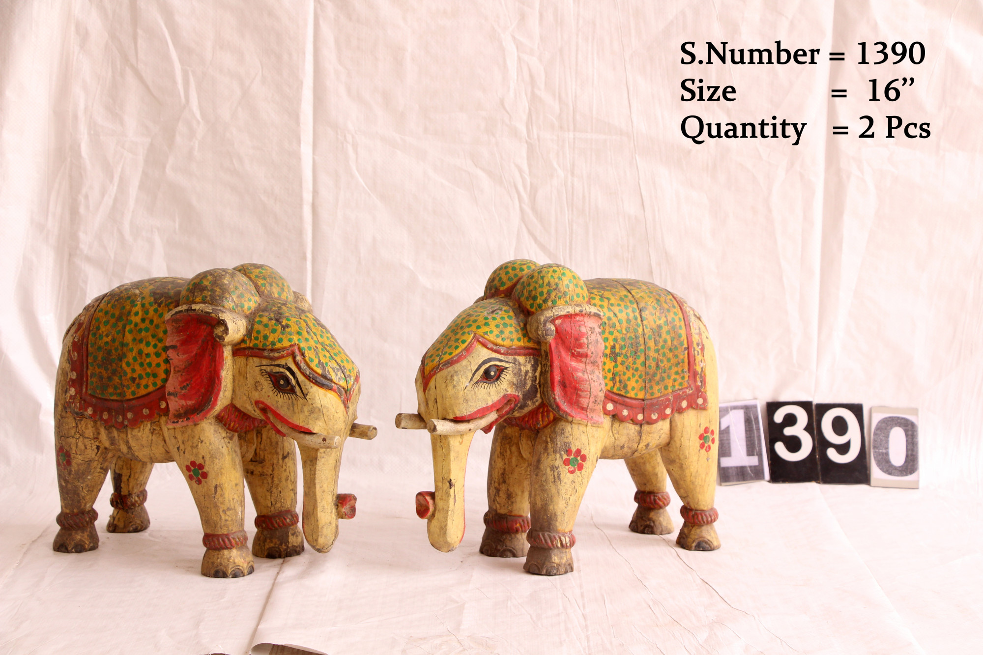Vintage hand carved wooden elephant