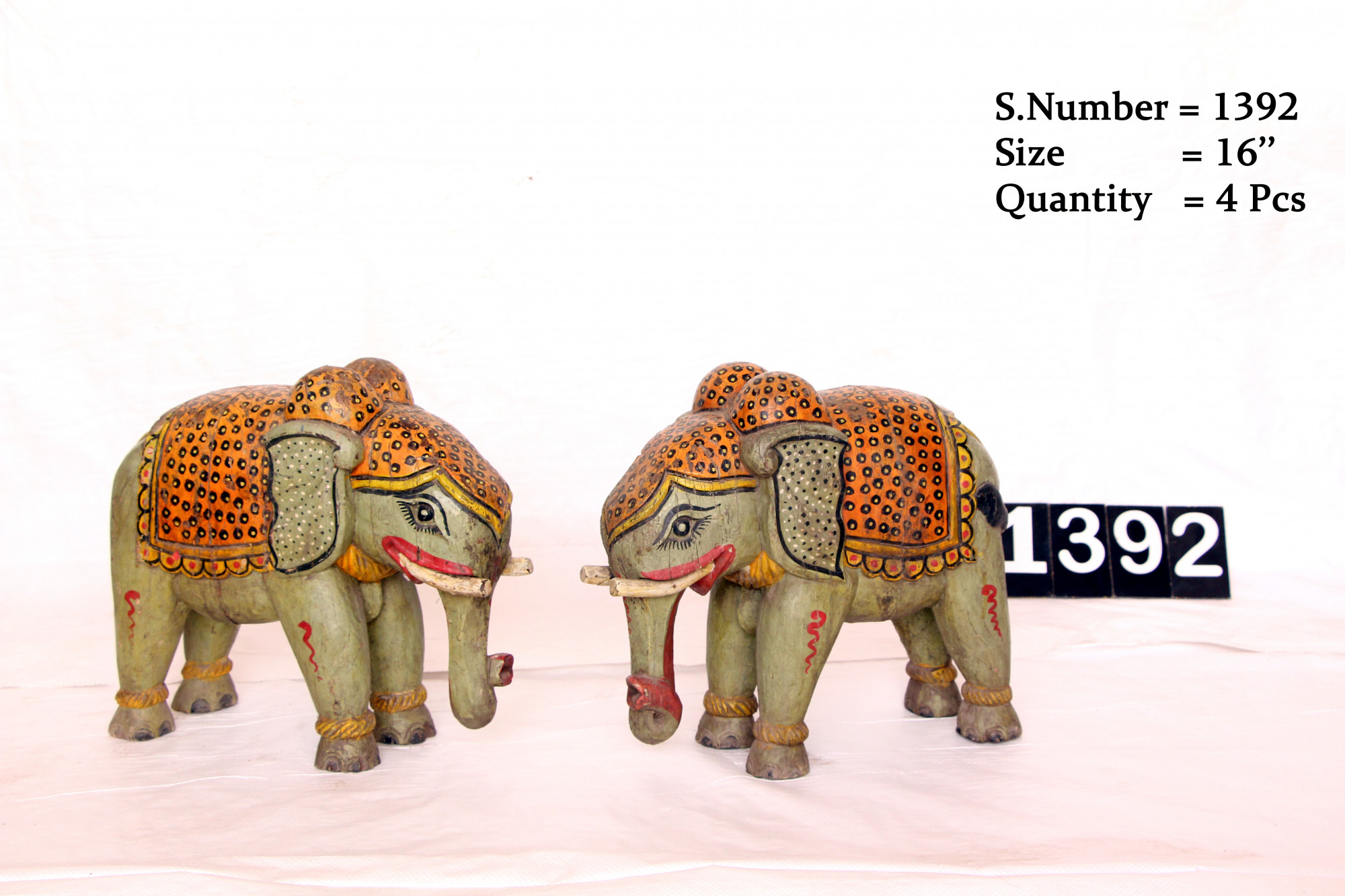 Vintage hand carved wooden elephants